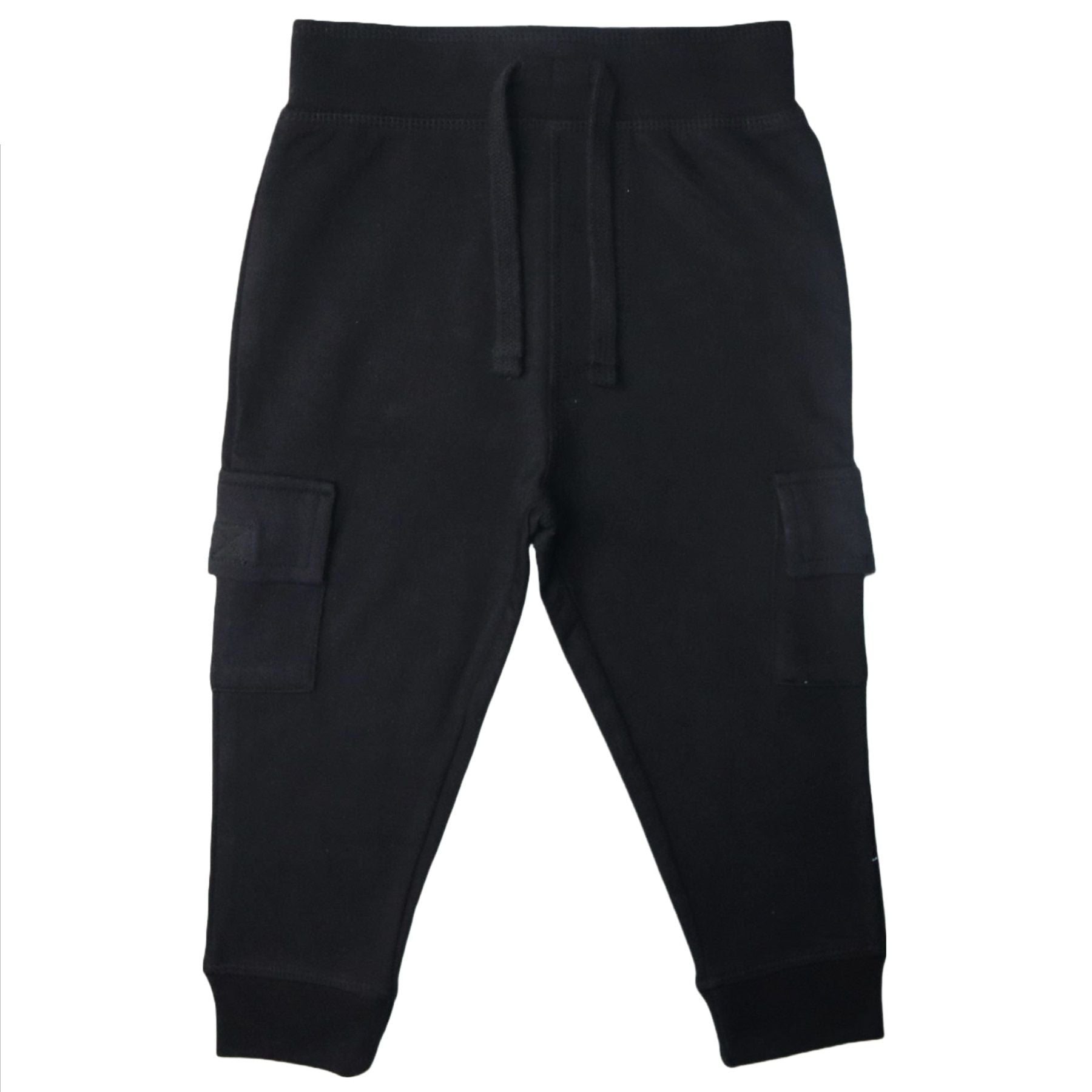 Kids Solid Pocket Joggers - Black