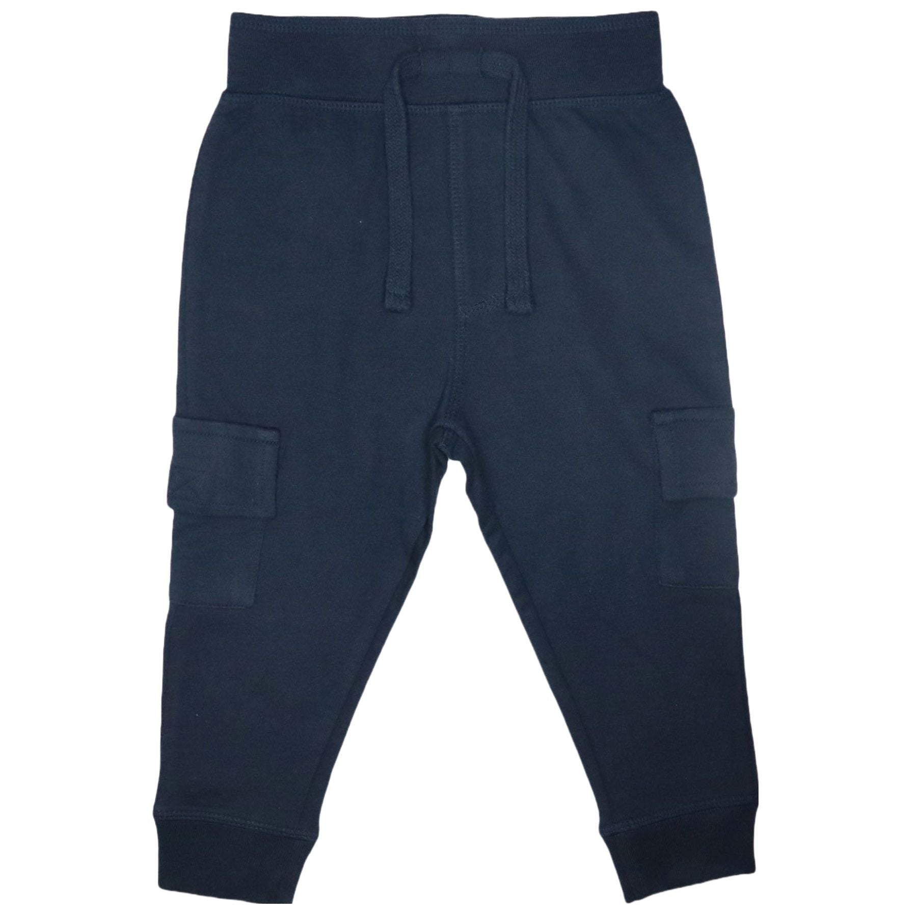 Kids Solid Pocket Joggers - Navy