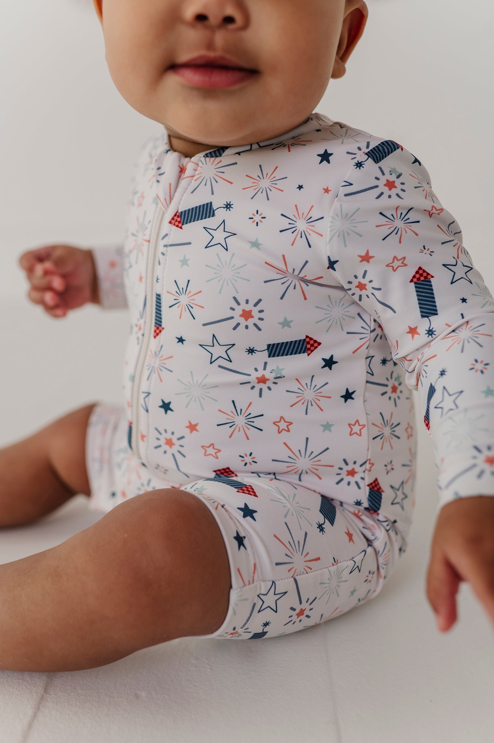 Baby Boy One-piece Rash Guard Swimsuit In Fireworks