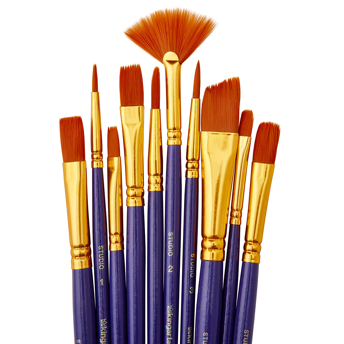 Studio Mixed Media Gold Nylon Brush Set - 10 Pc
