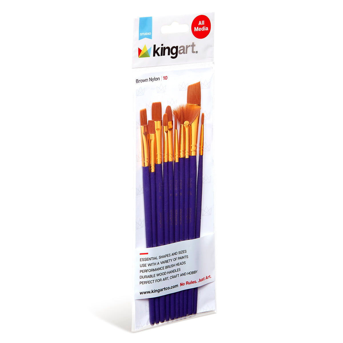 Studio Mixed Media Gold Nylon Brush Set - 10 Pc