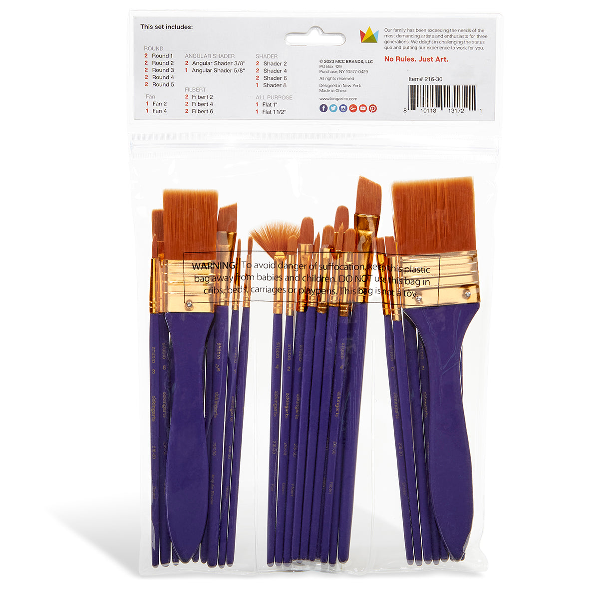 Studio Mixed Media Gold Nylon Brush Set - 30 Pc