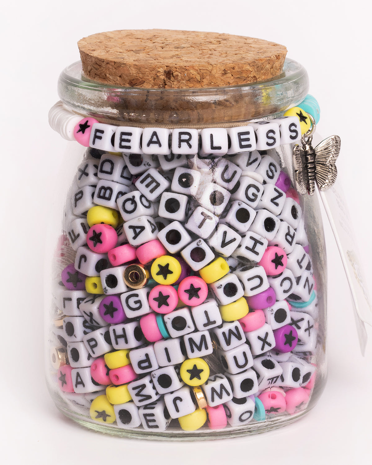 Fearless Square Letter With Multicolor Star Heishi And Butterfly Charm Diy Bead Kit