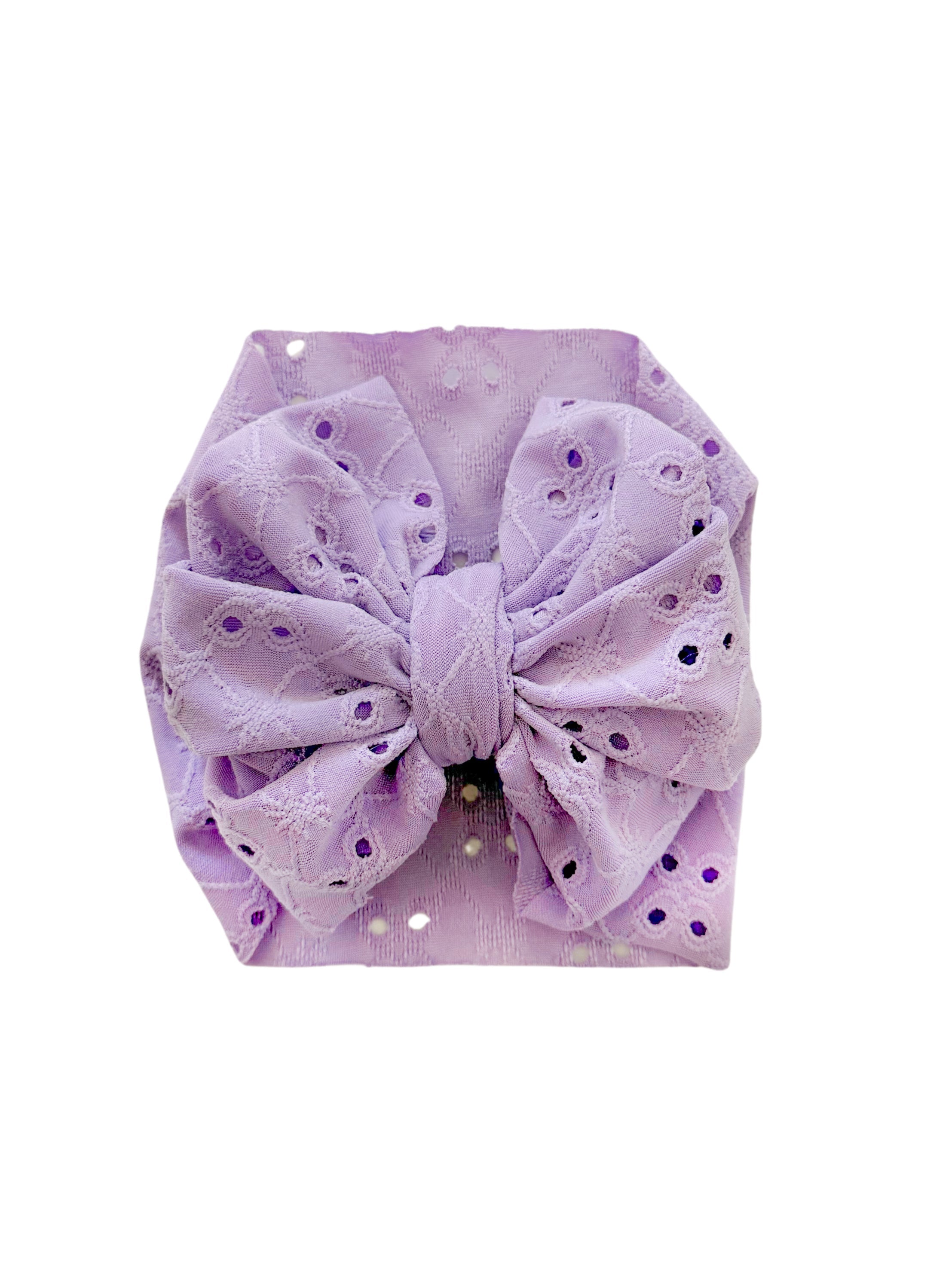 Eyelet Headwrap Bow- Lavender
