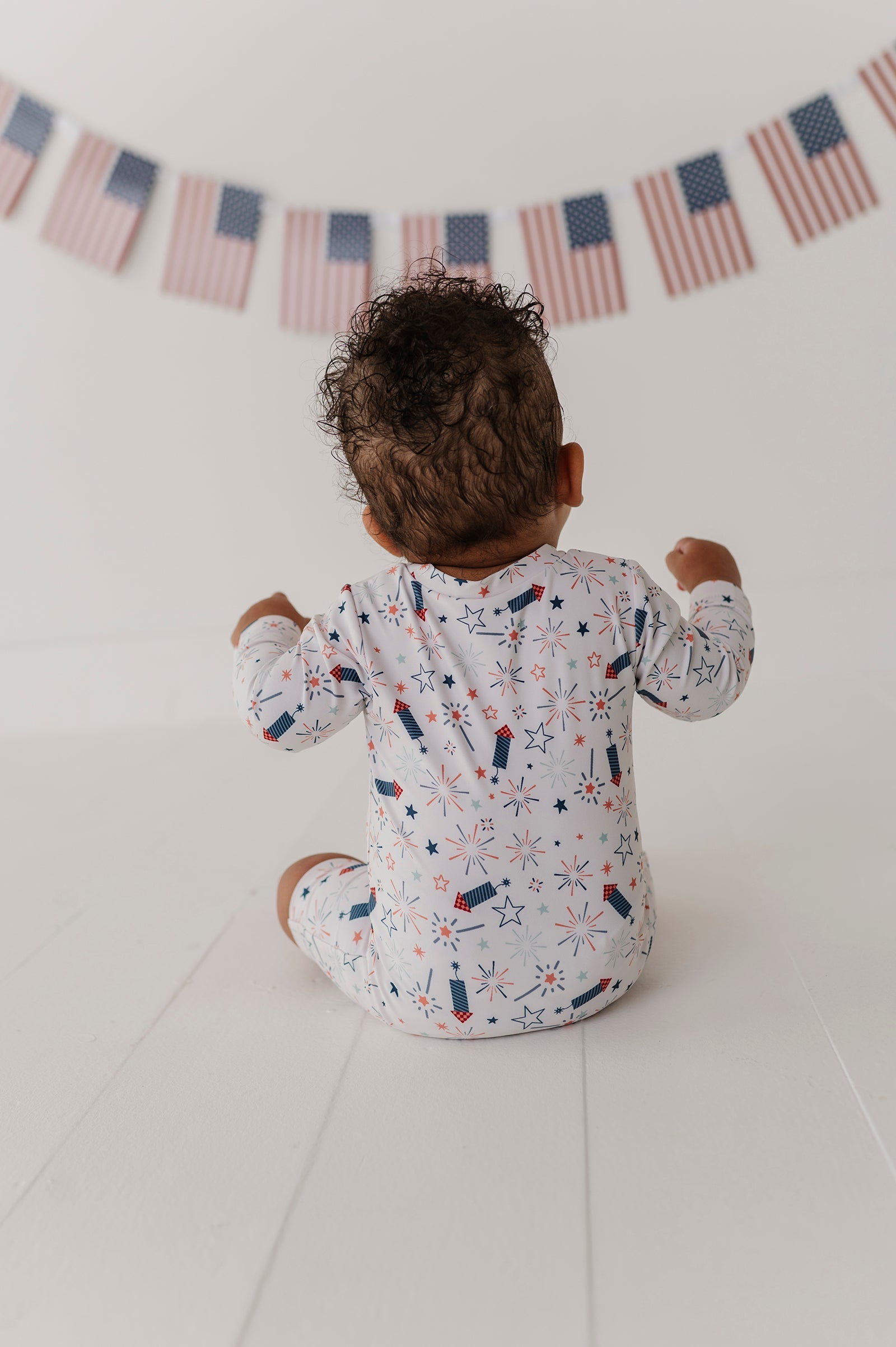 Baby Boy One-piece Rash Guard Swimsuit In Fireworks