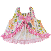 Annloren Girls Open Back Swing Tank Top With Bow Feather Design