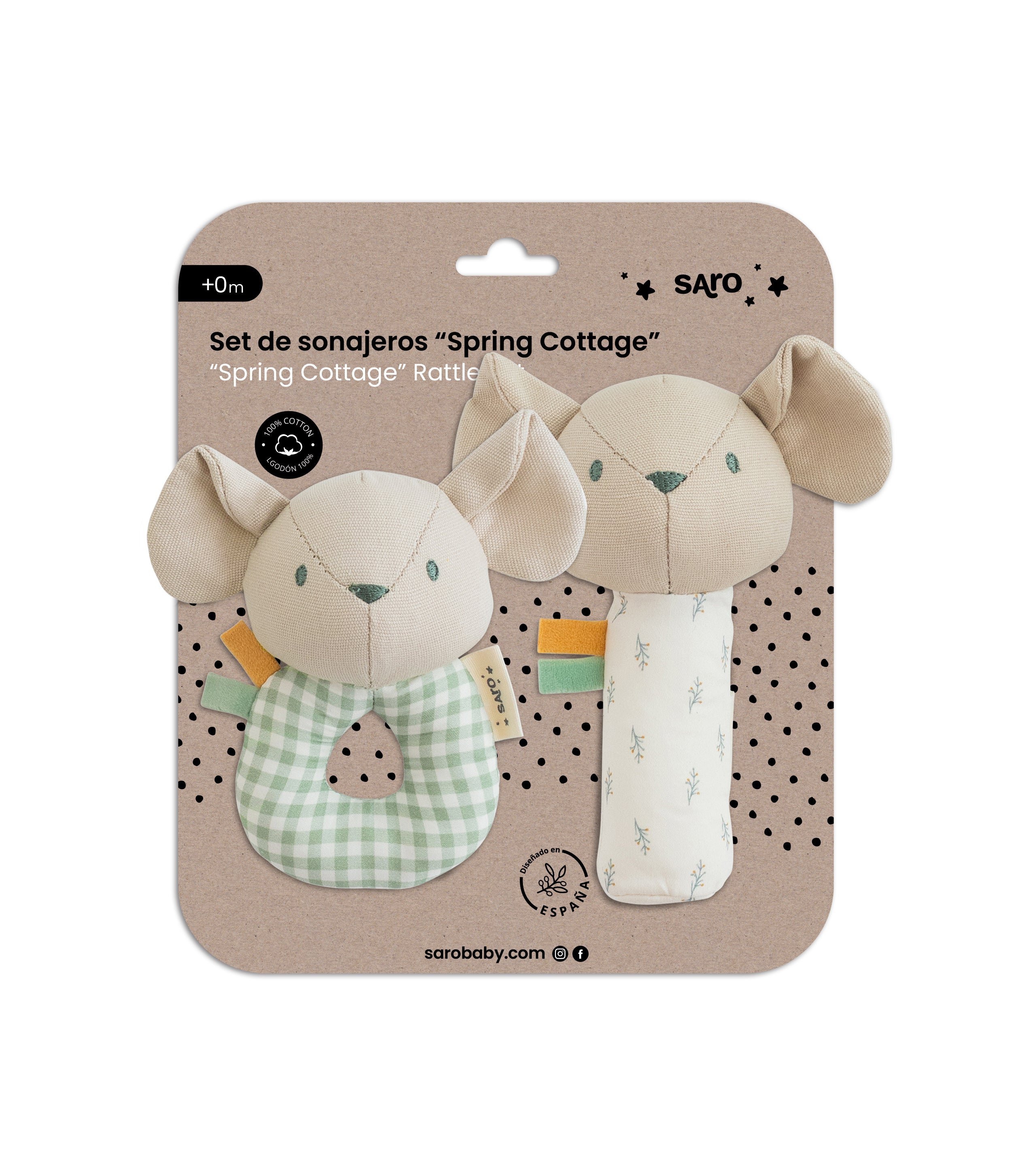 Spring Cottage” Rattle Ring + Squeaker Set