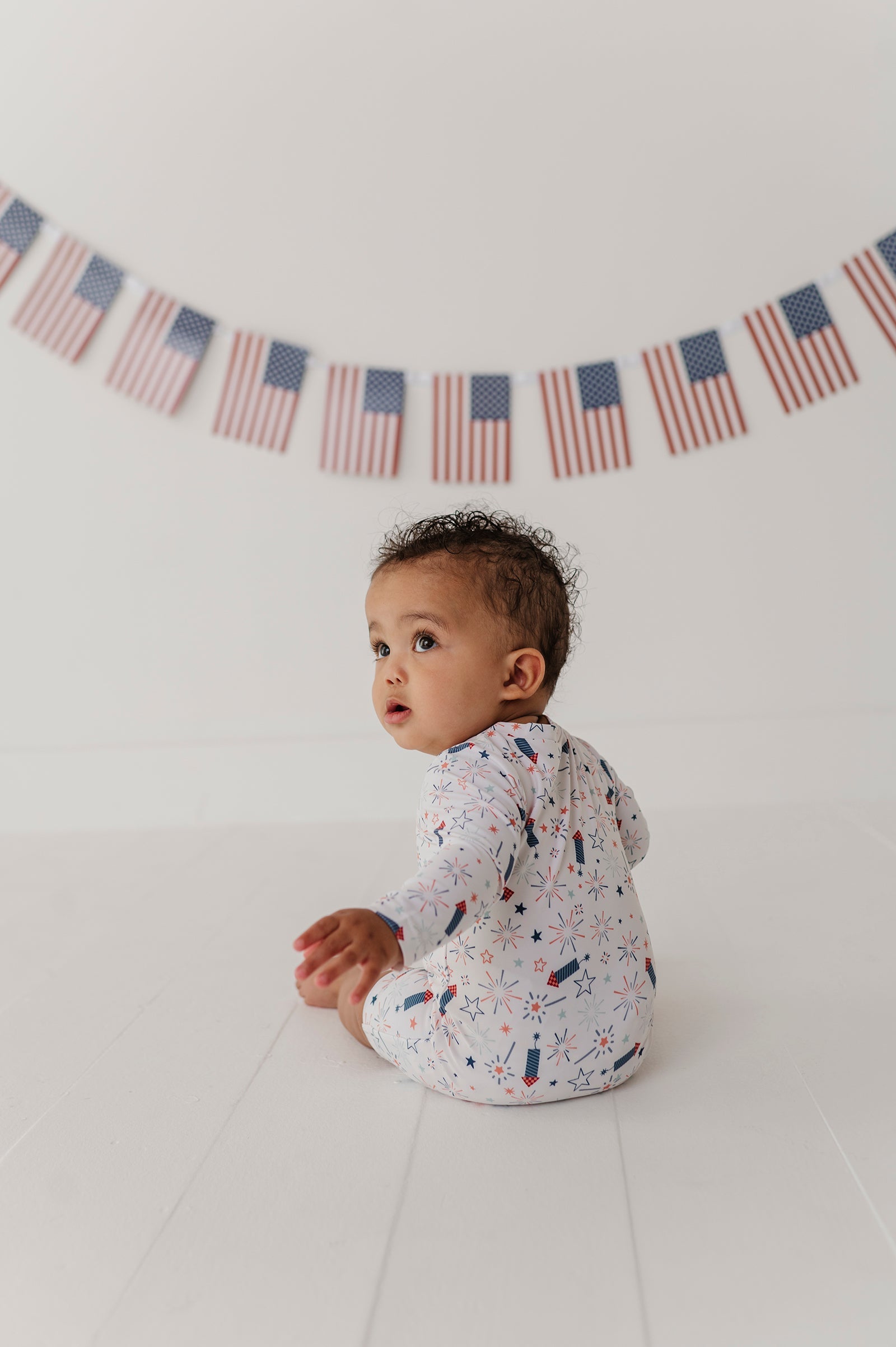 Baby Boy One-piece Rash Guard Swimsuit In Fireworks
