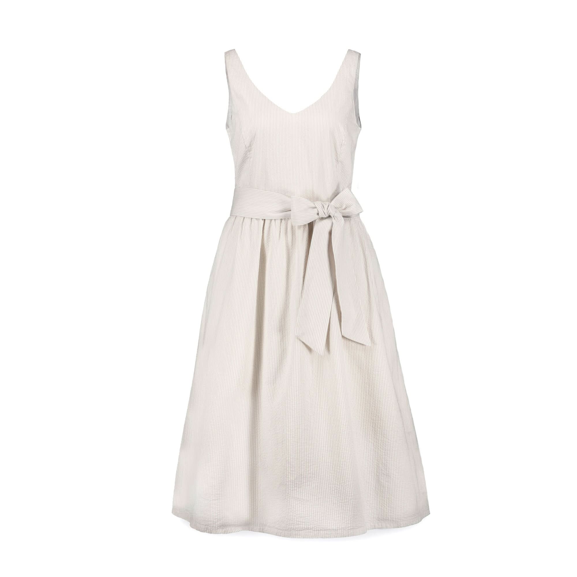 A-line Organic Dress With Sash Taupe