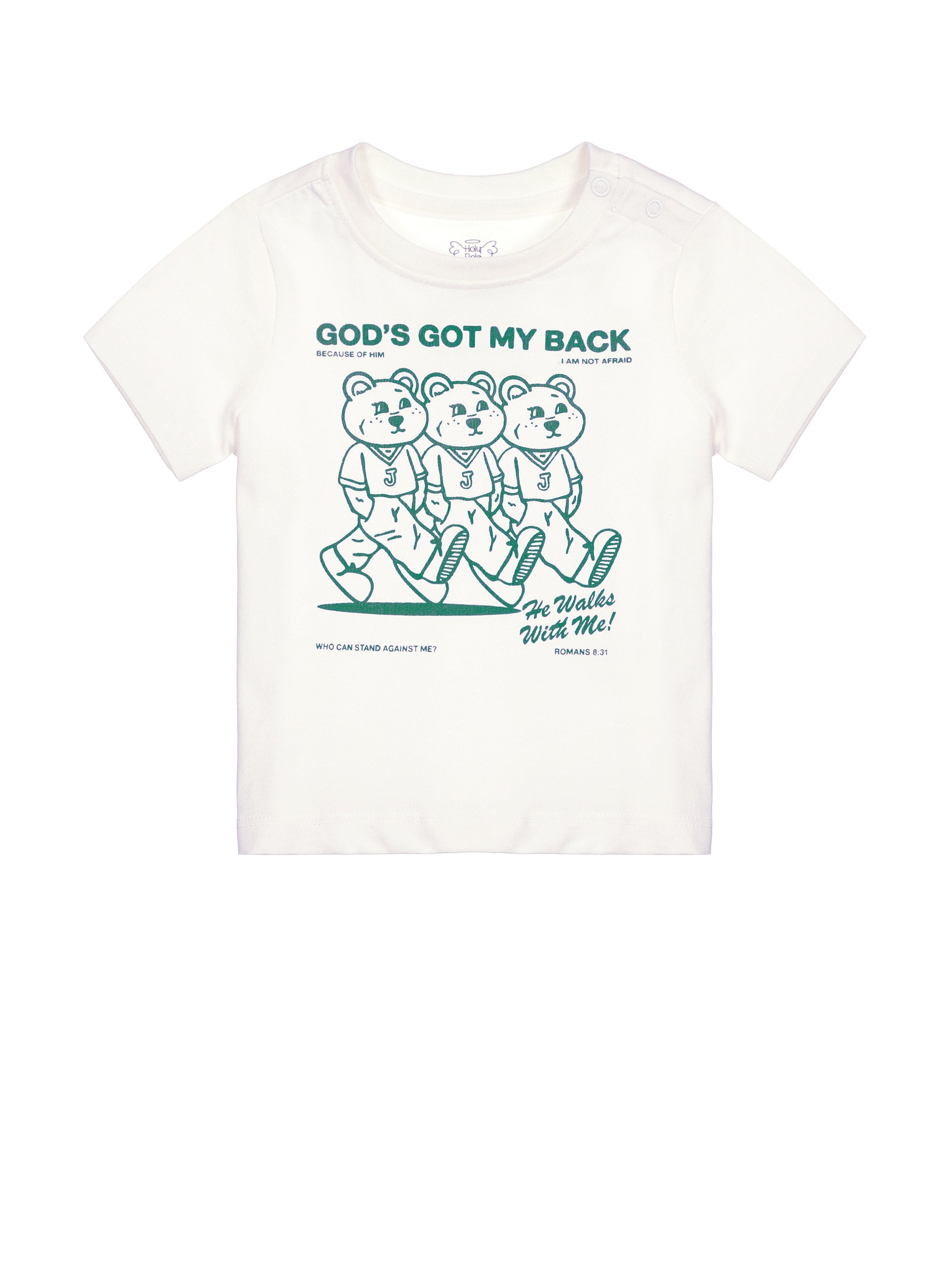 Baby God's Got My Back Teal T-shirt Cotton | Short Sleeve