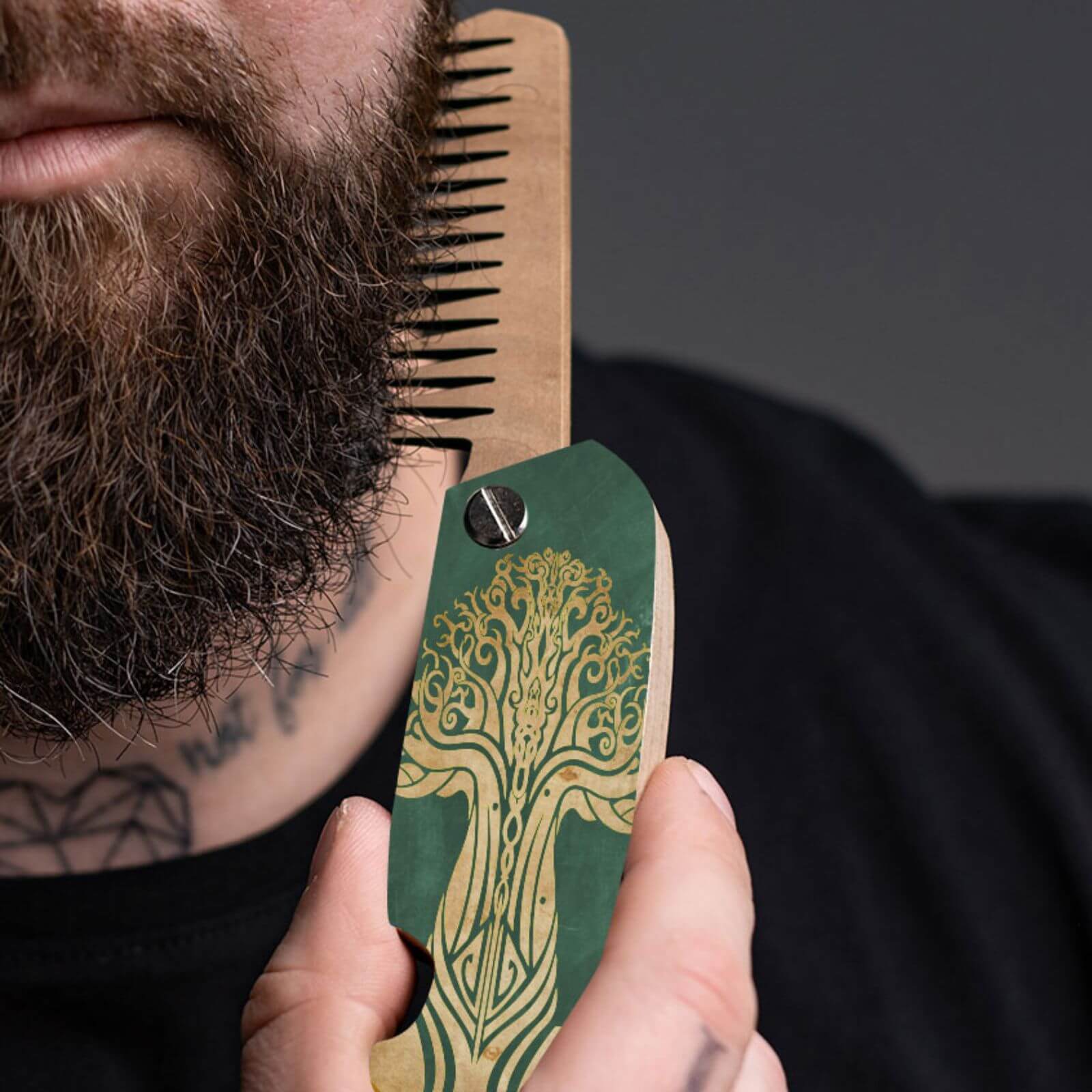 Wooden Beard Comb -black Eagle