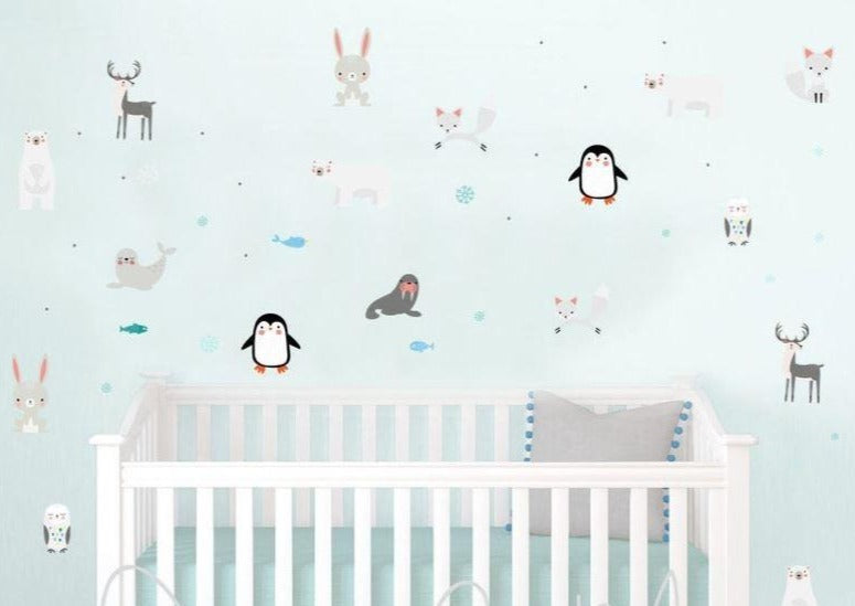 Arctic Penguin And Friends - Fabric Nursery Wall Art Decals