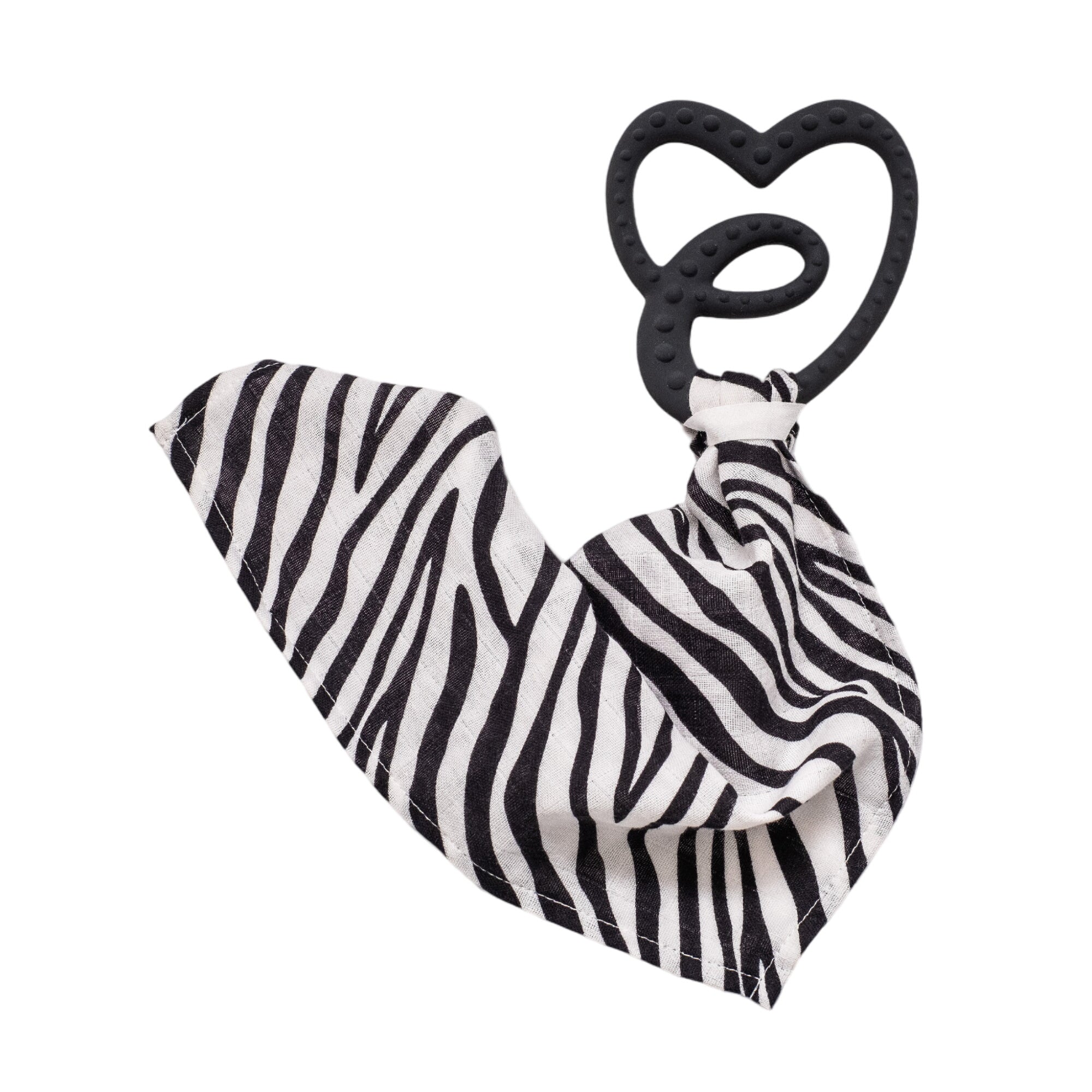 Sensory Teether With Mini Muslin - Black/zebra