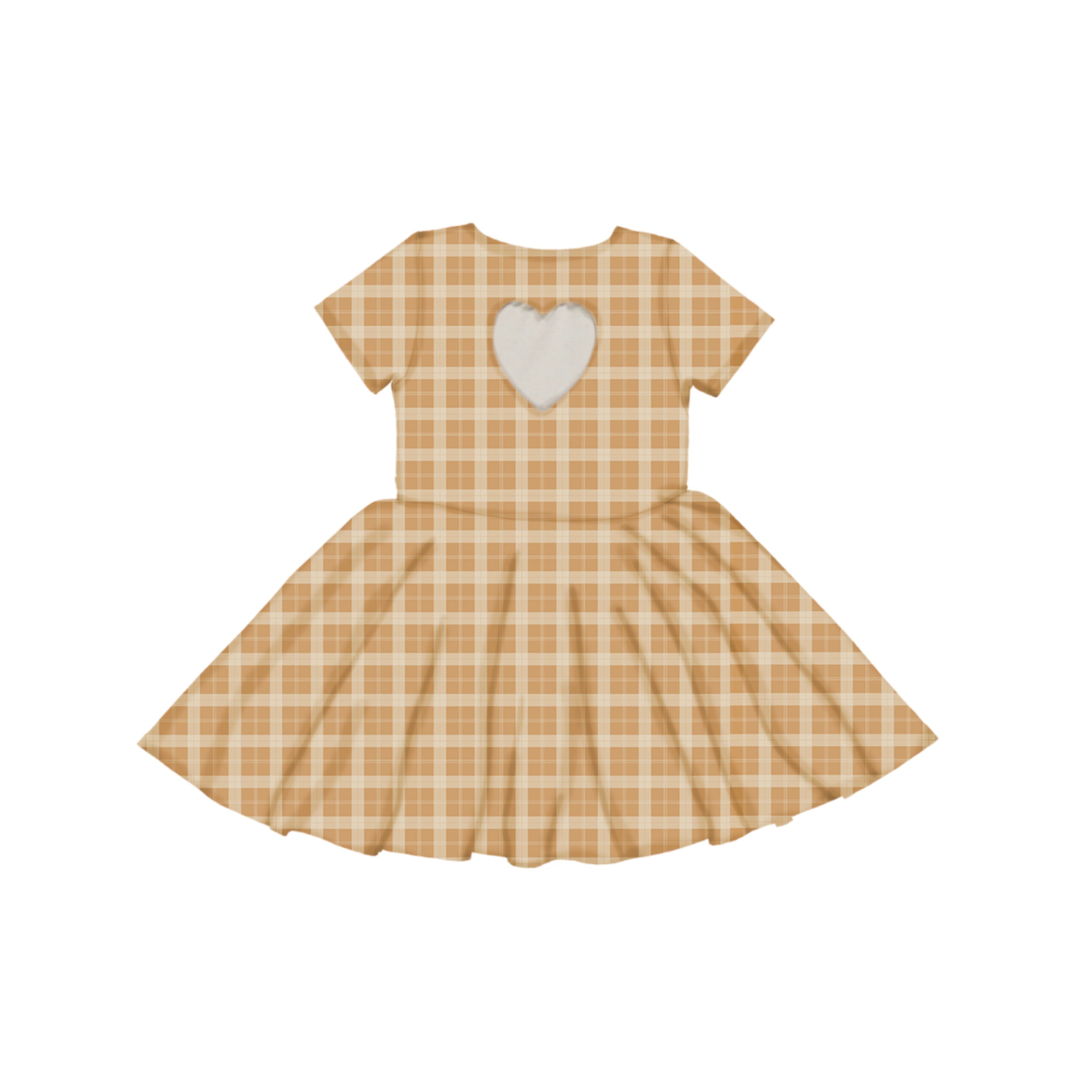 Sweetheart Twirl Dress | Organic Cotton Jersey - Buckwheat Plaid