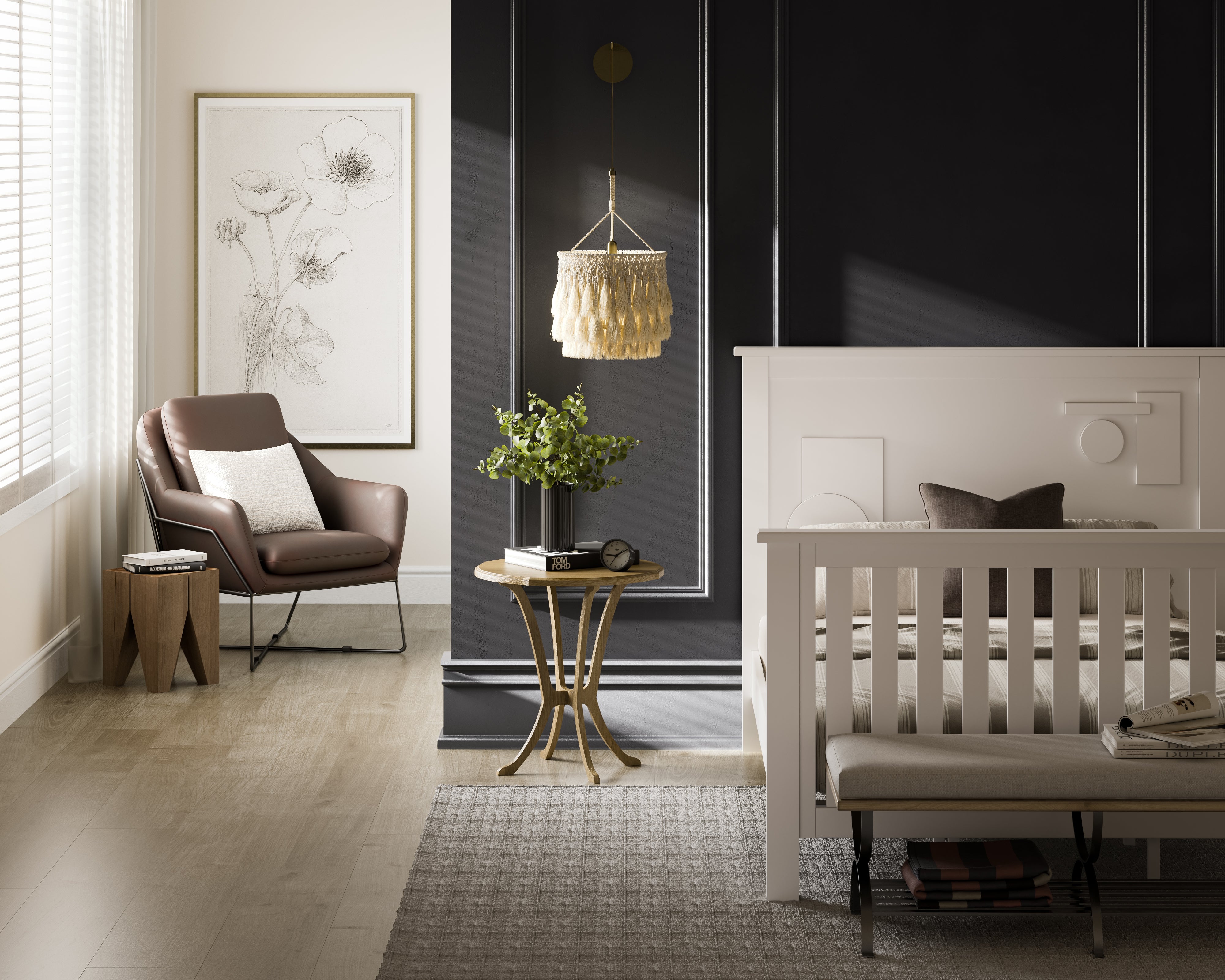 "just White"  Geometric 4-in-1 Convertible Crib