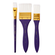 Studio Mixed Media White Nylon Brush Set - 3 Pc