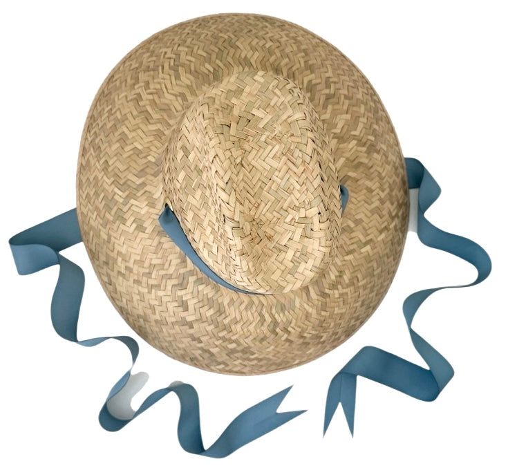 Begonia Sun Hat - Long French Blue Grosgrain Ribbon