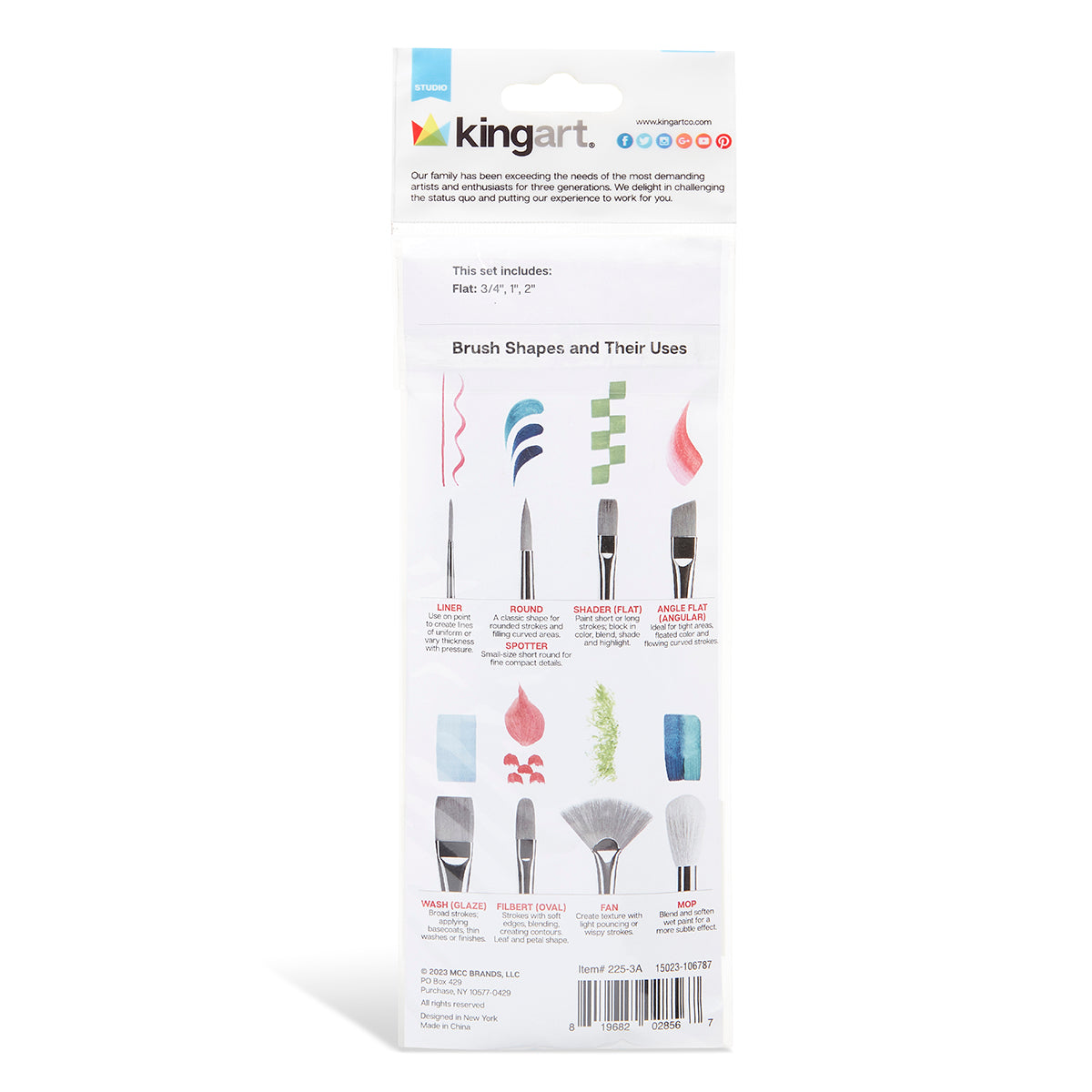 Studio Mixed Media White Nylon Brush Set - 3 Pc