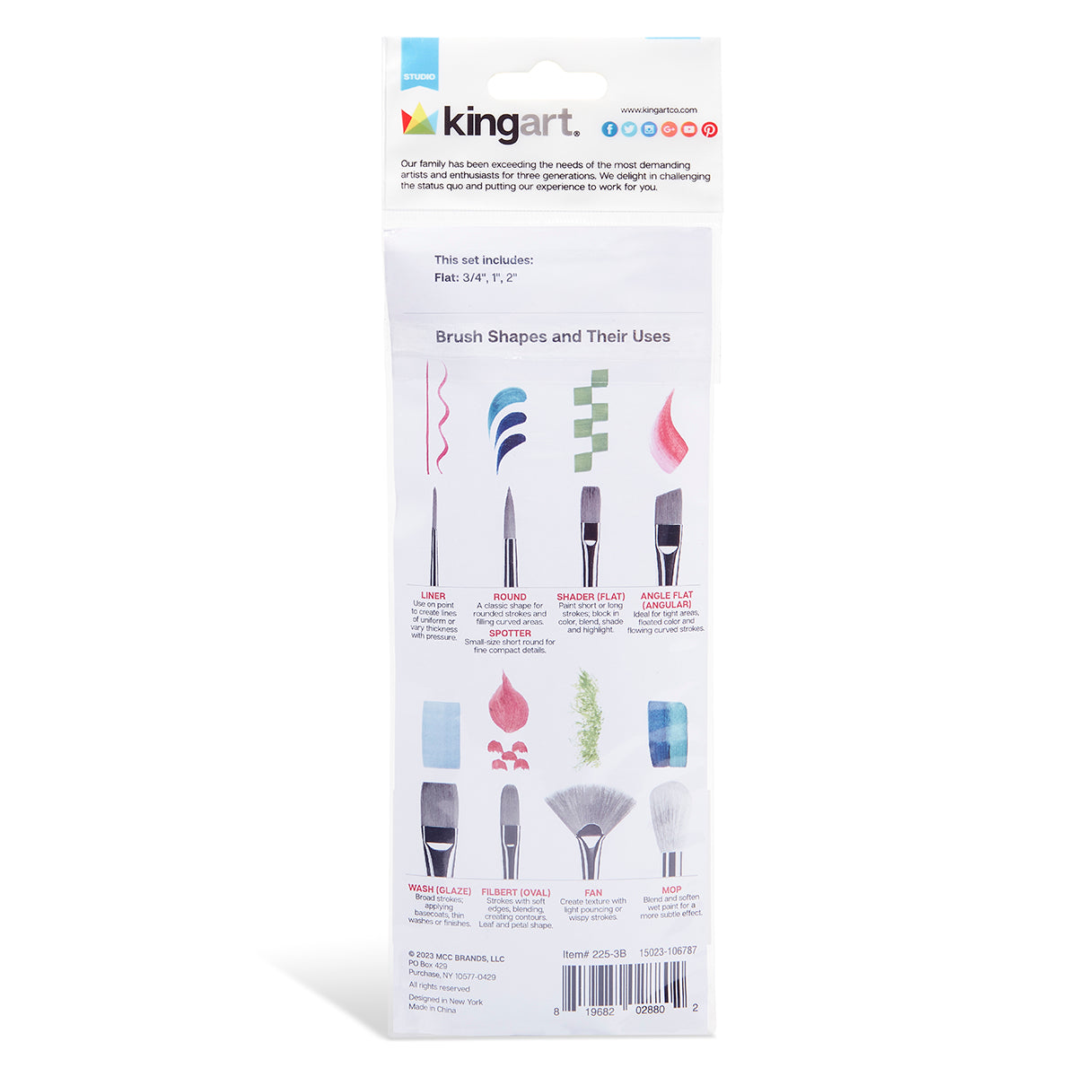 Studio Mixed Media Gold Nylon Brush Set - 3 Pc