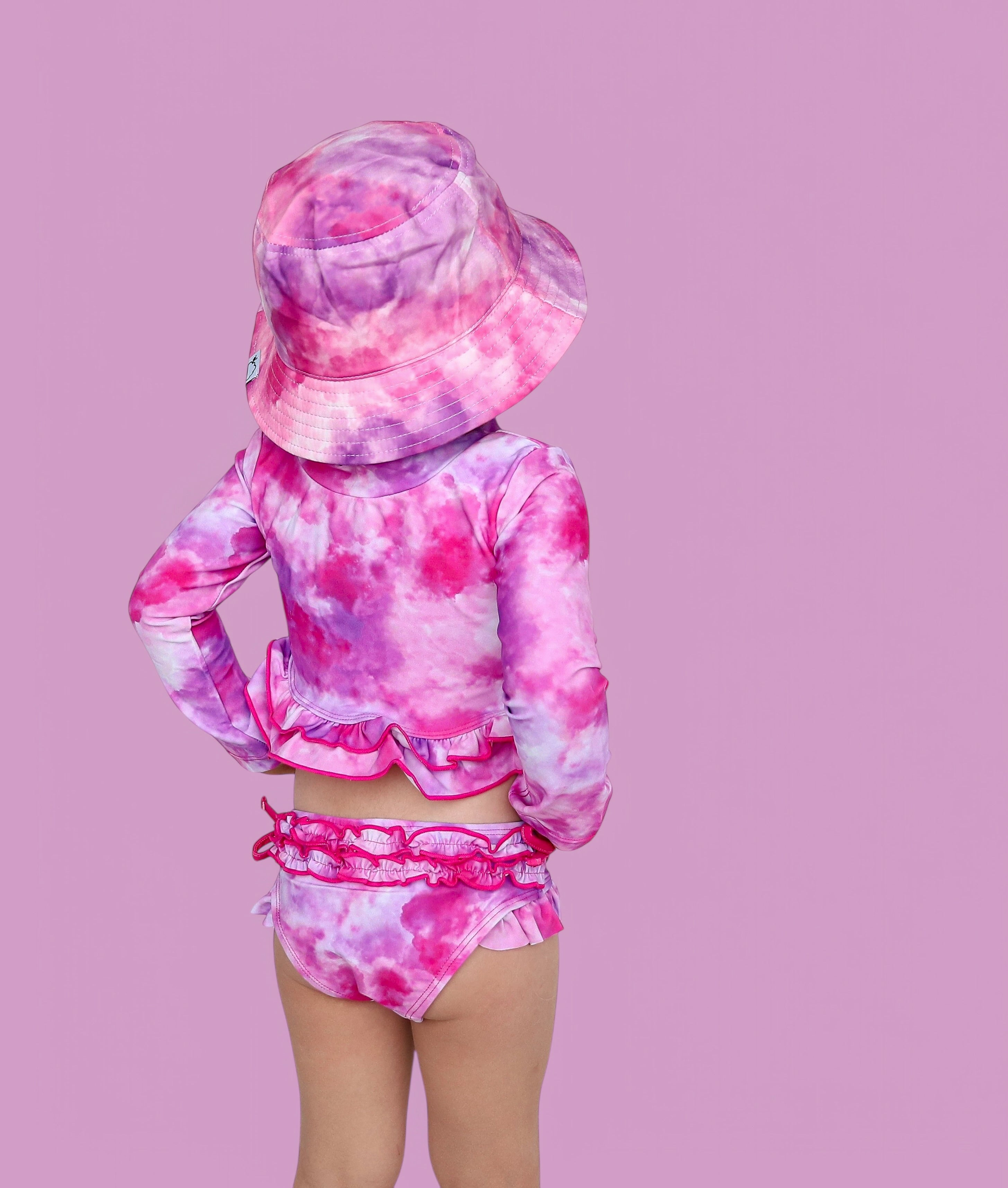 Candy Clouds Dream 2-piece Rash Guard Ruffle Swim Suit