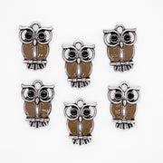 Quirky Owl Charms In Silver 6pc
