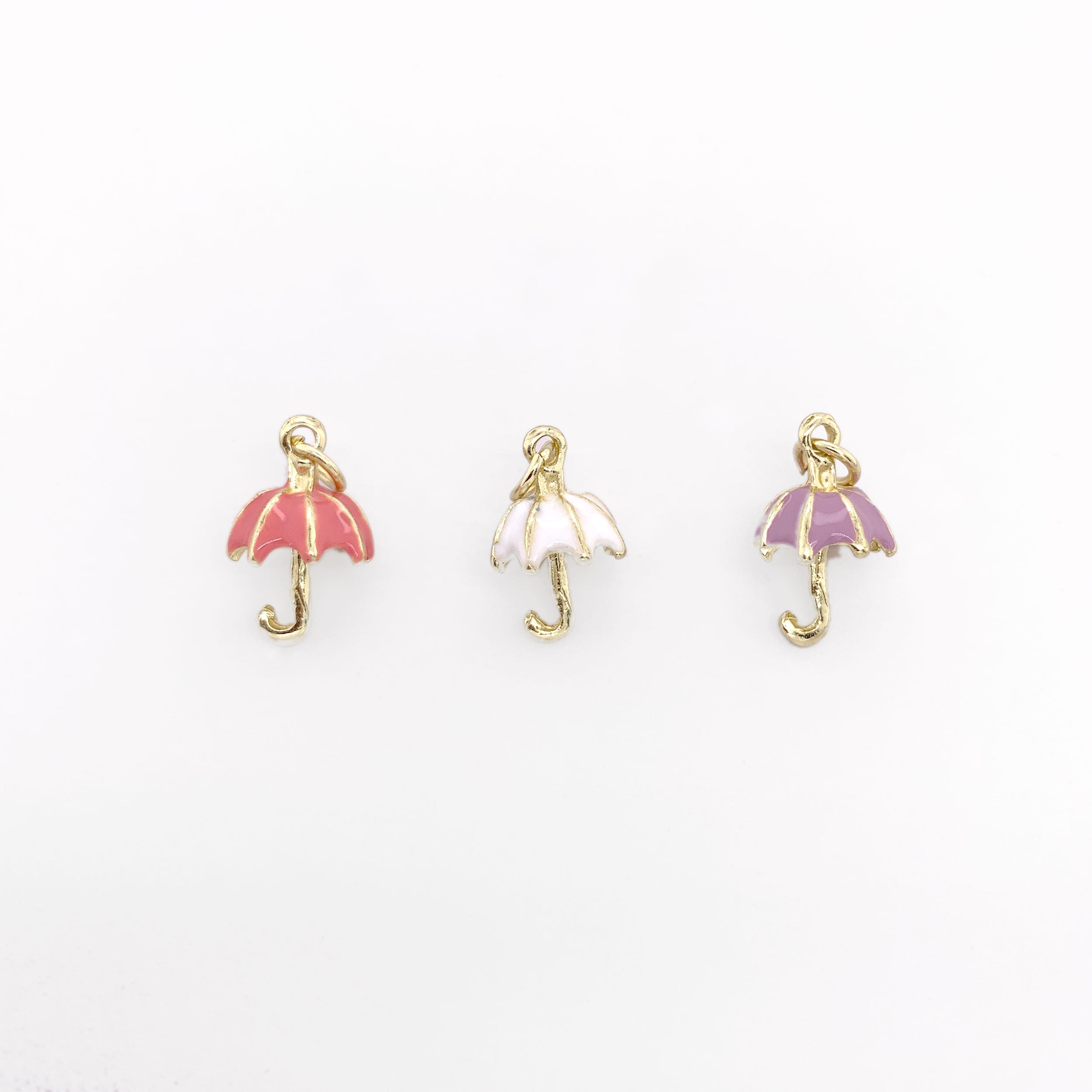 Whimsical Umbrella Charms In Gold 3pc
