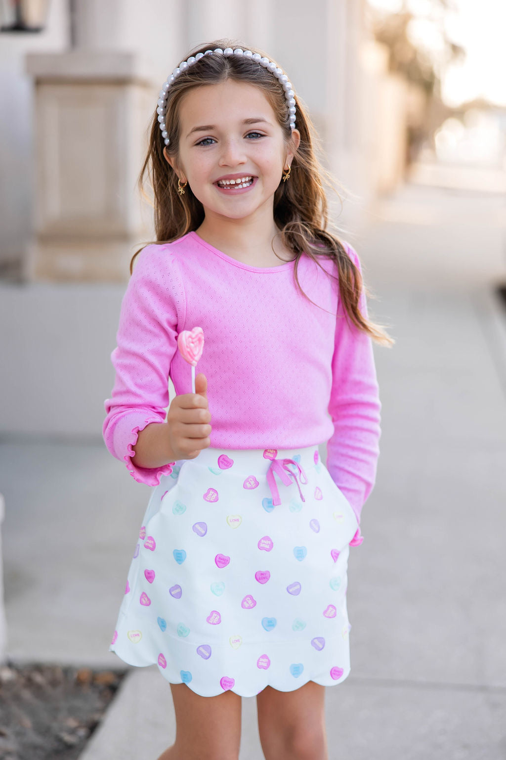 Candy Hearts Scallop Athletic Skort