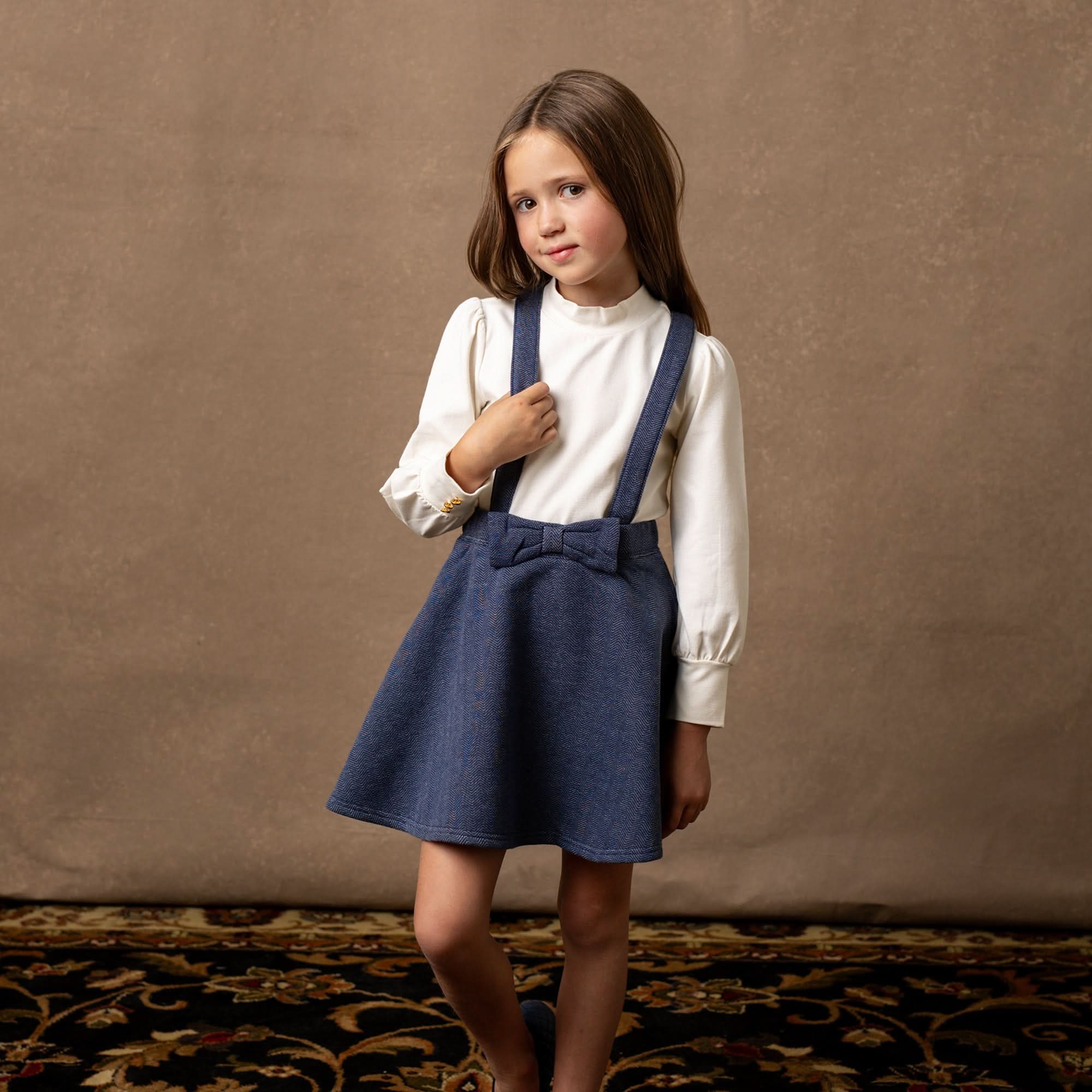 Fleece Bow Front Suspender Skirt