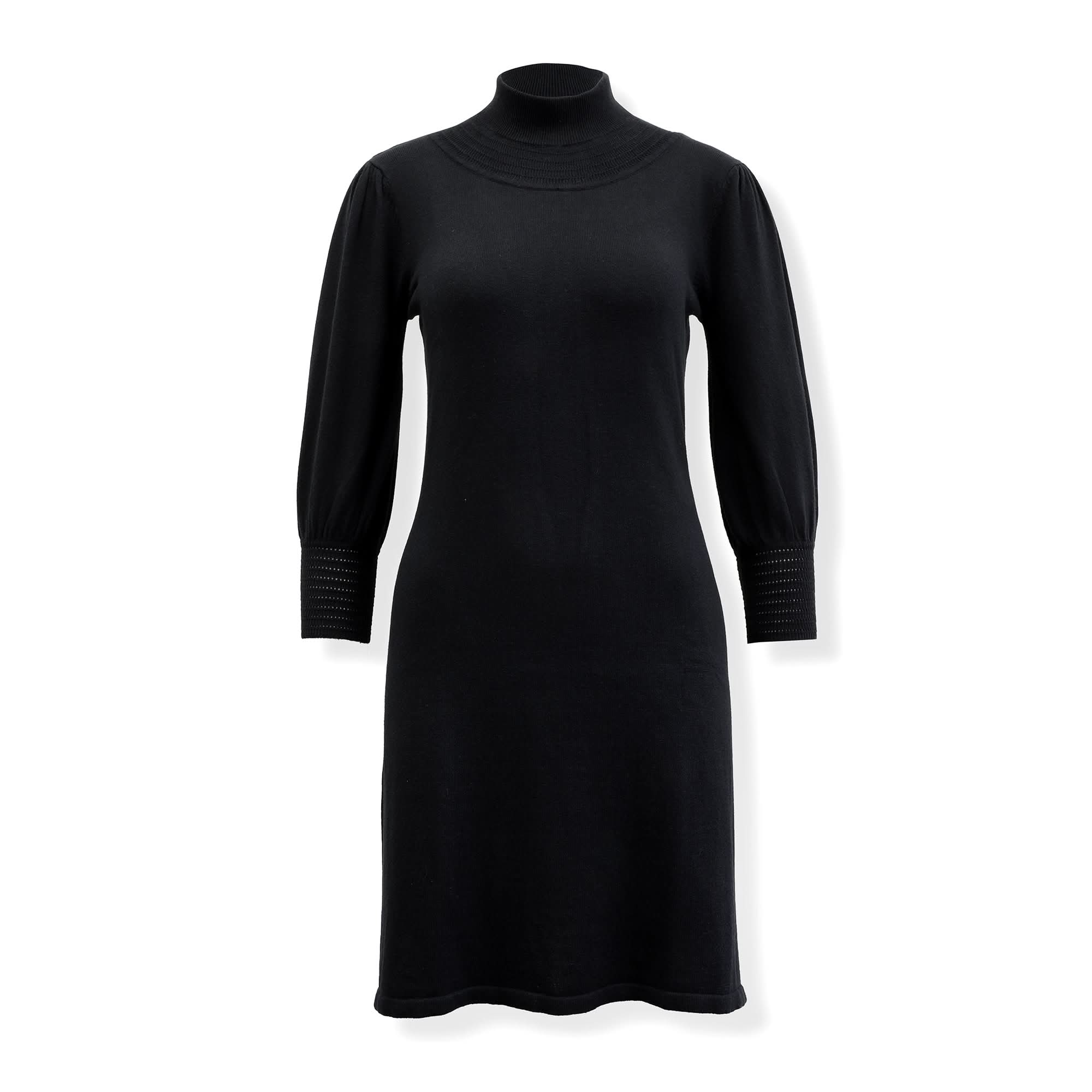 Mock Neck Puff Sleeve Sweater Dress