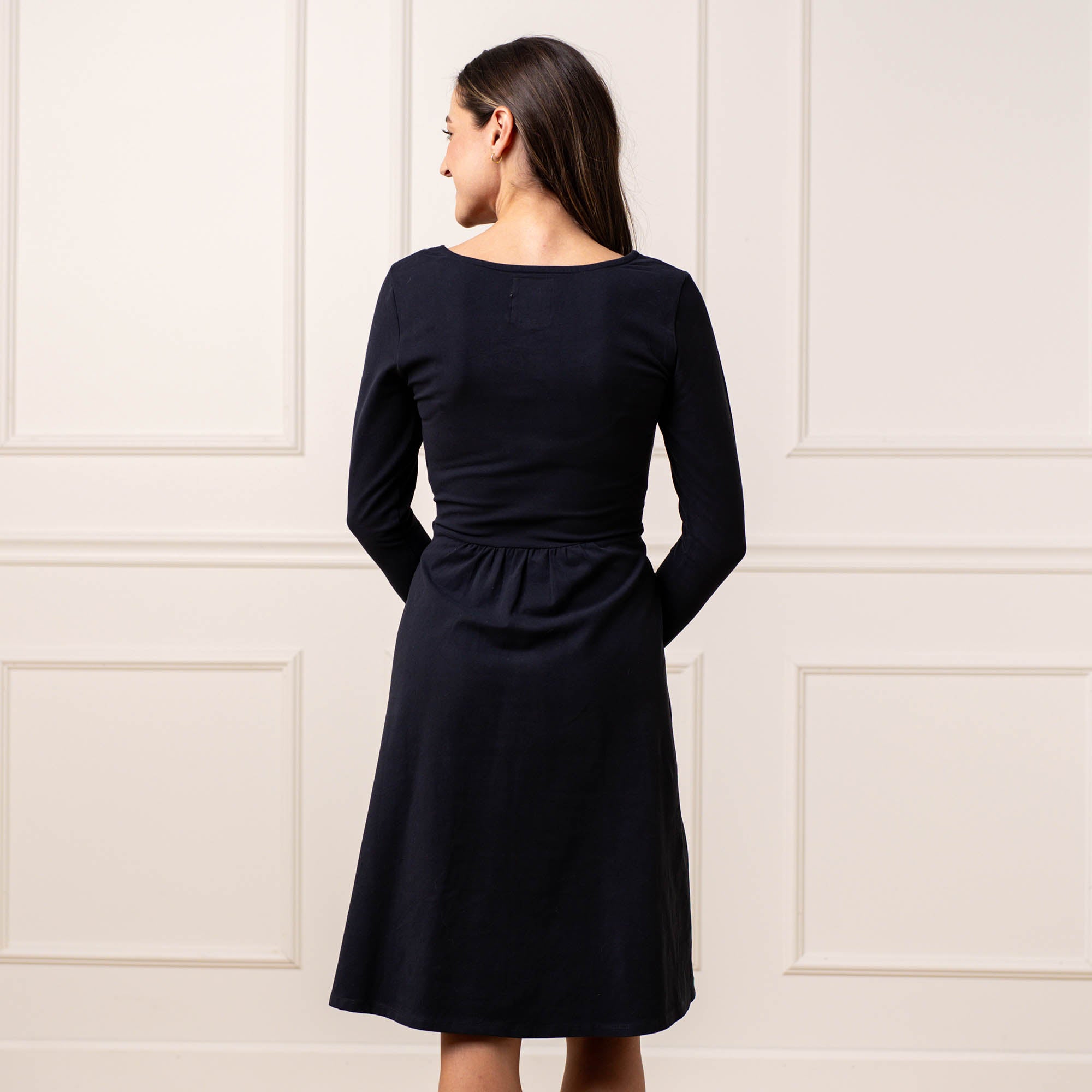 Organic Long Sleeve Tie-waist Knit Dress