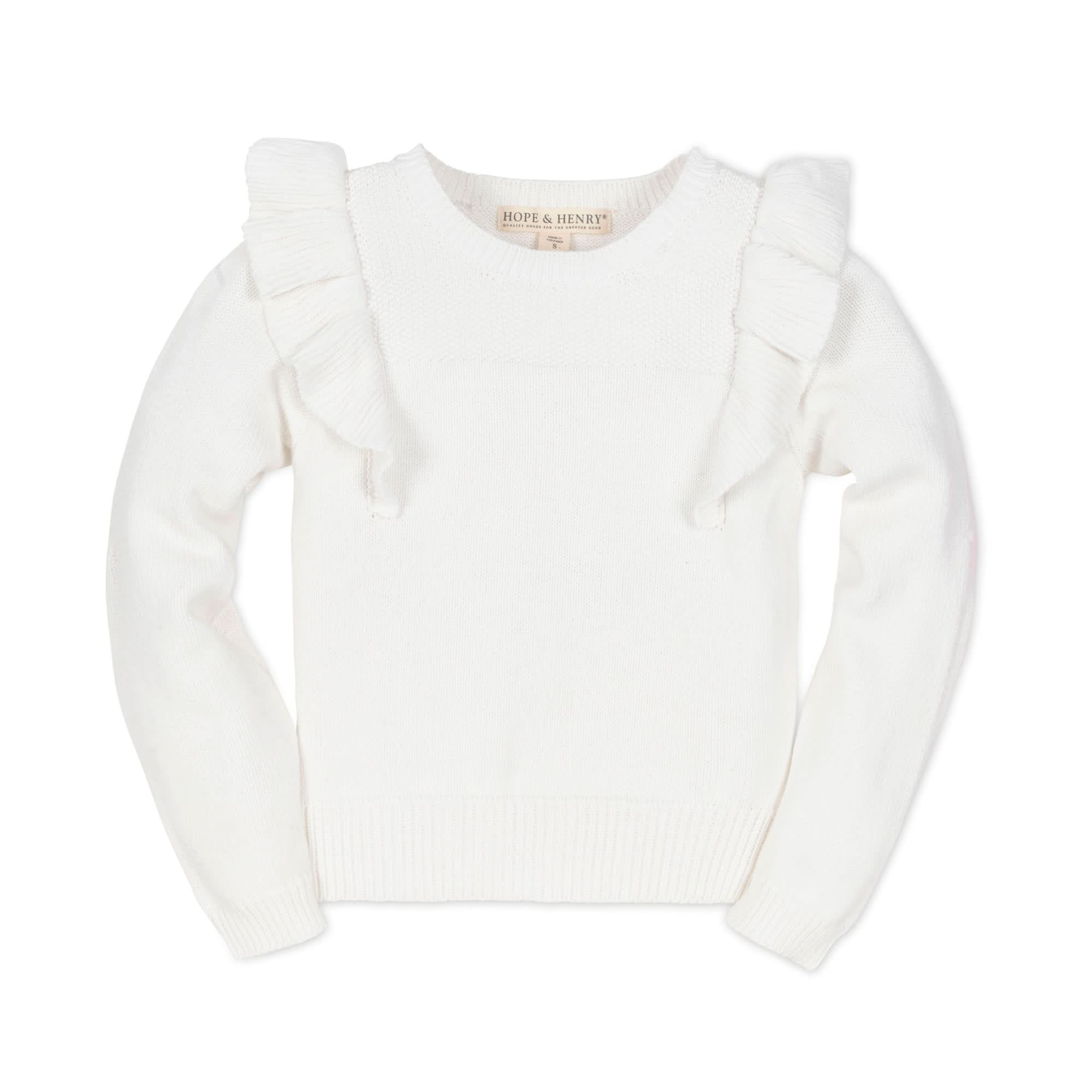 Textured Yoke Ruffle Sweater