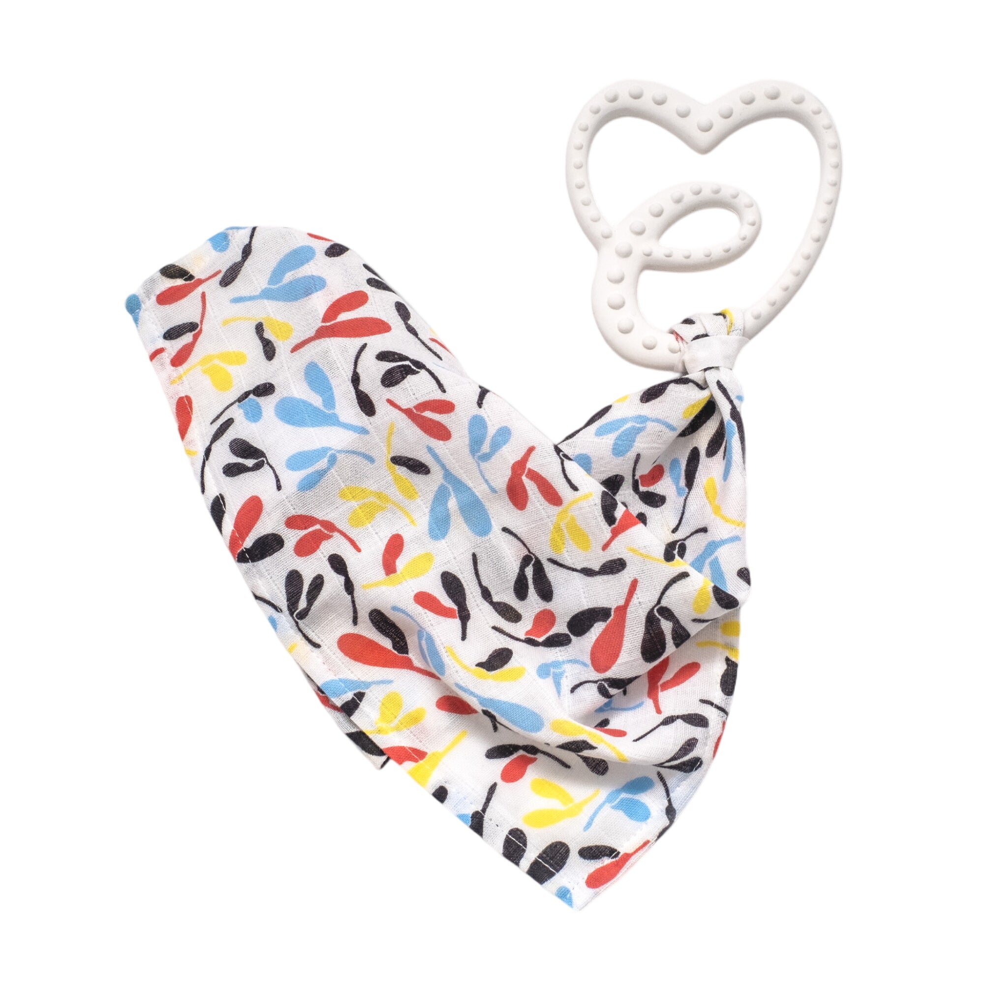 Sensory Teether With Mini Muslin - White/sycamore