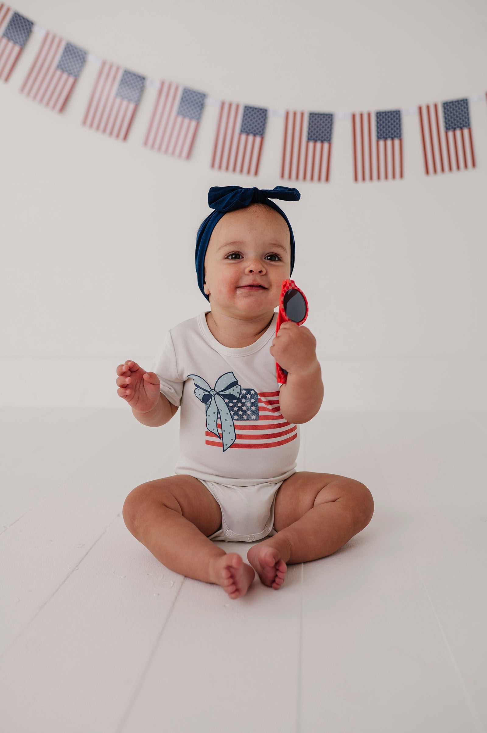 Baby Girl Short Sleeve Bodysuit In American Flag