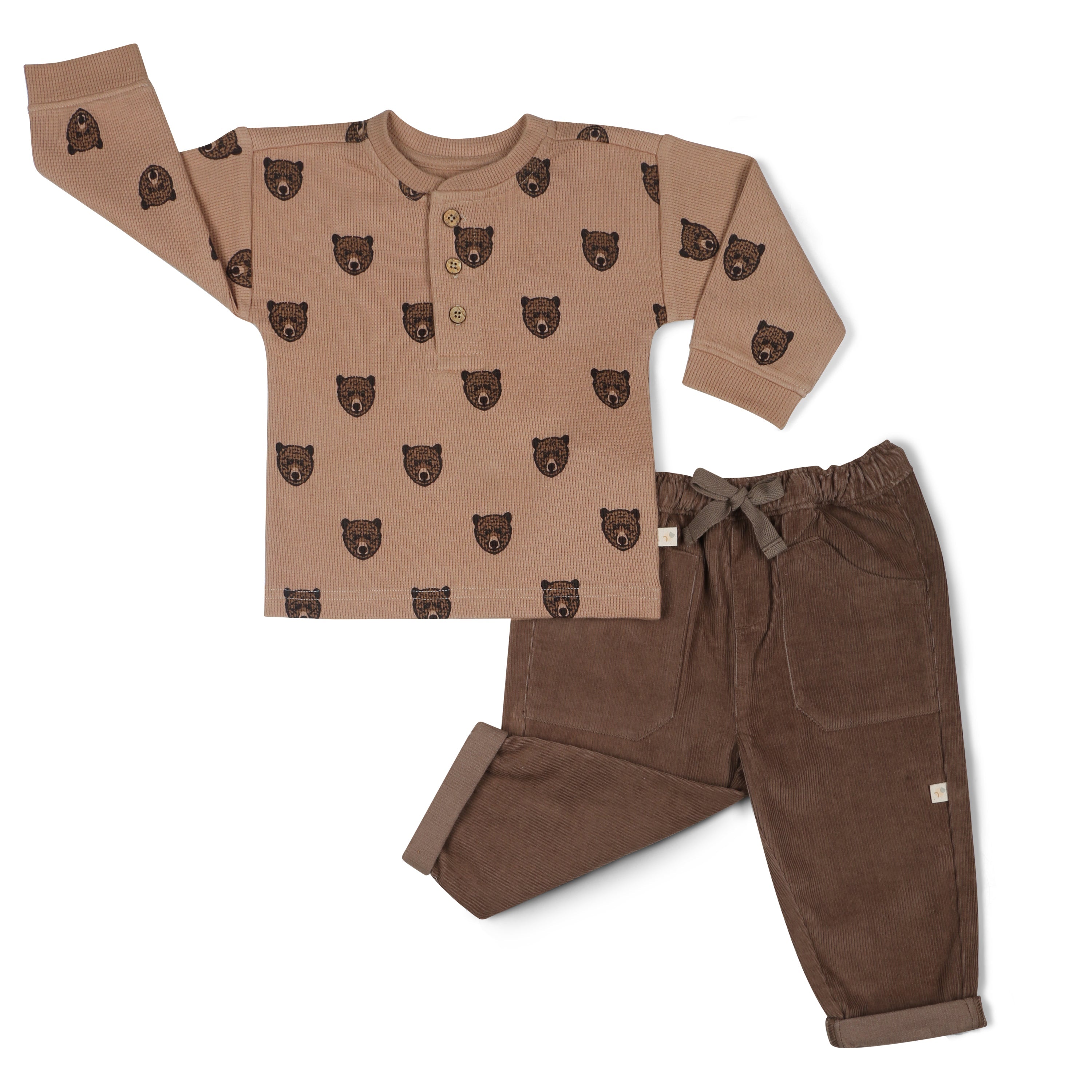 Organic Tee And Corduroy Pant Set - Espresso