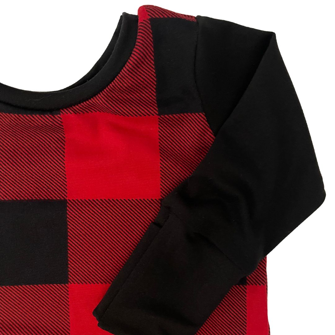 Black/red Buffalo Plaid Zip Romper