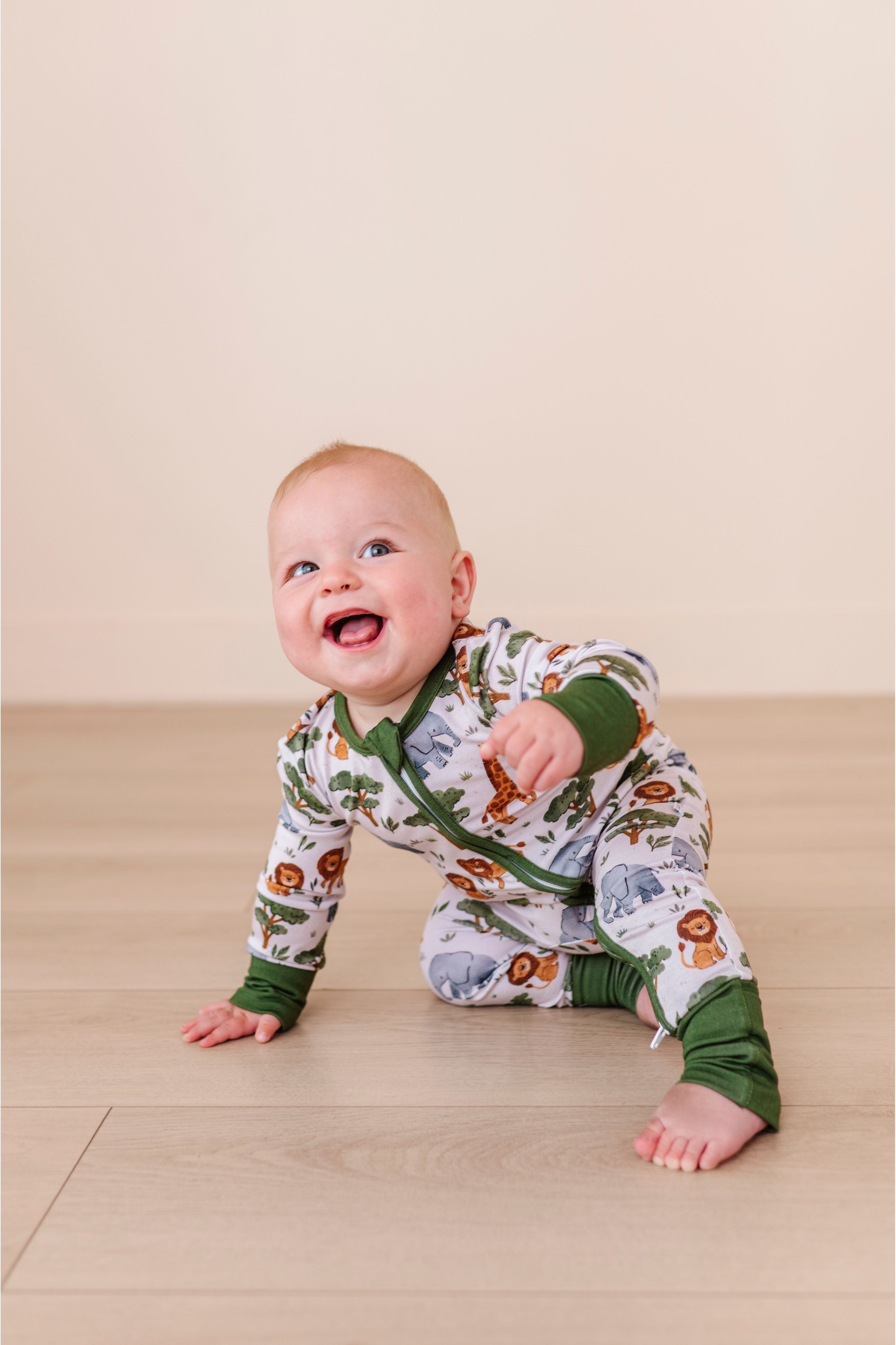 Bamboo One Piece Zip Pajama - It's A Jungle Out There