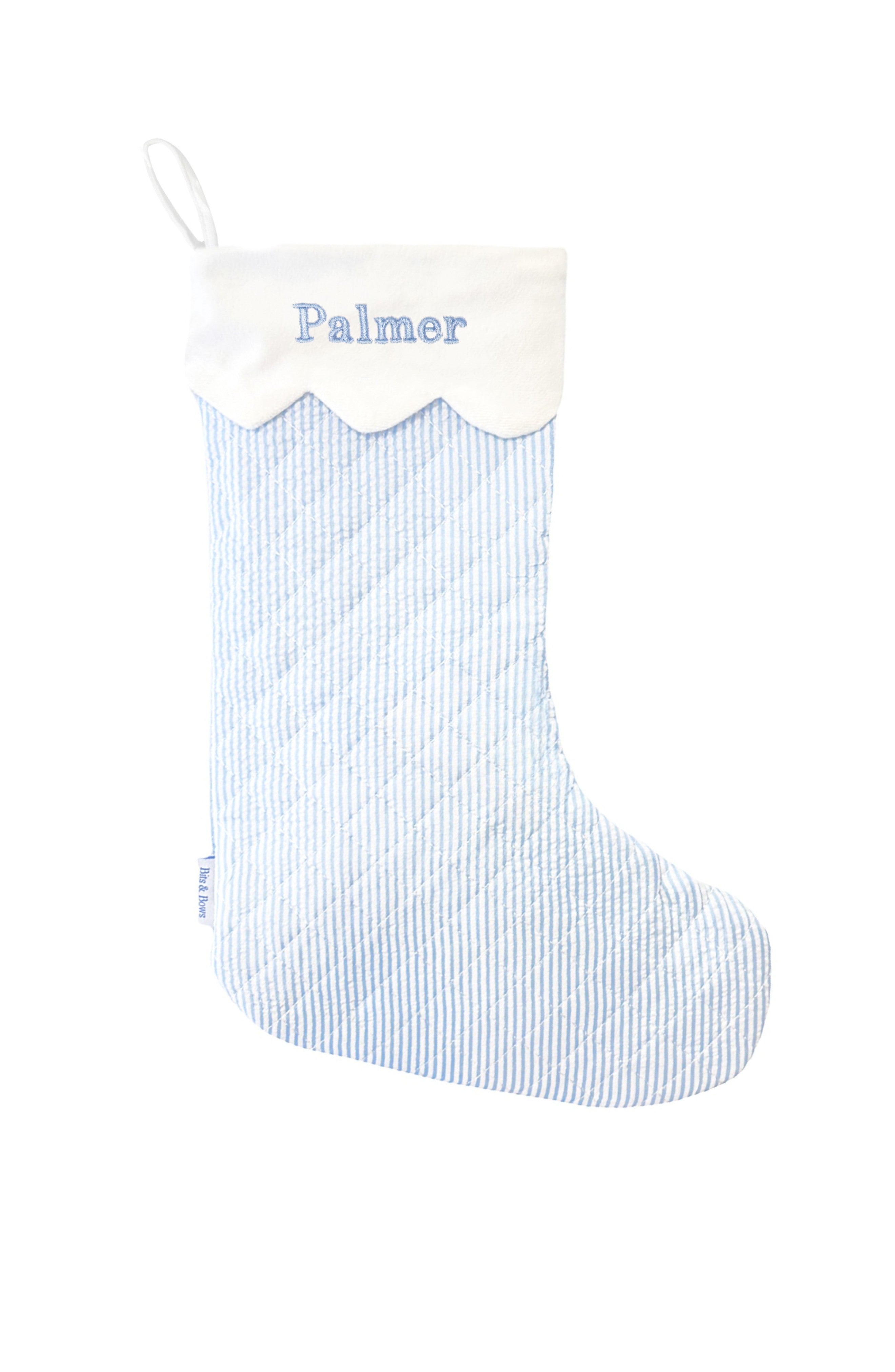 Seersucker Christmas Stocking (blue)