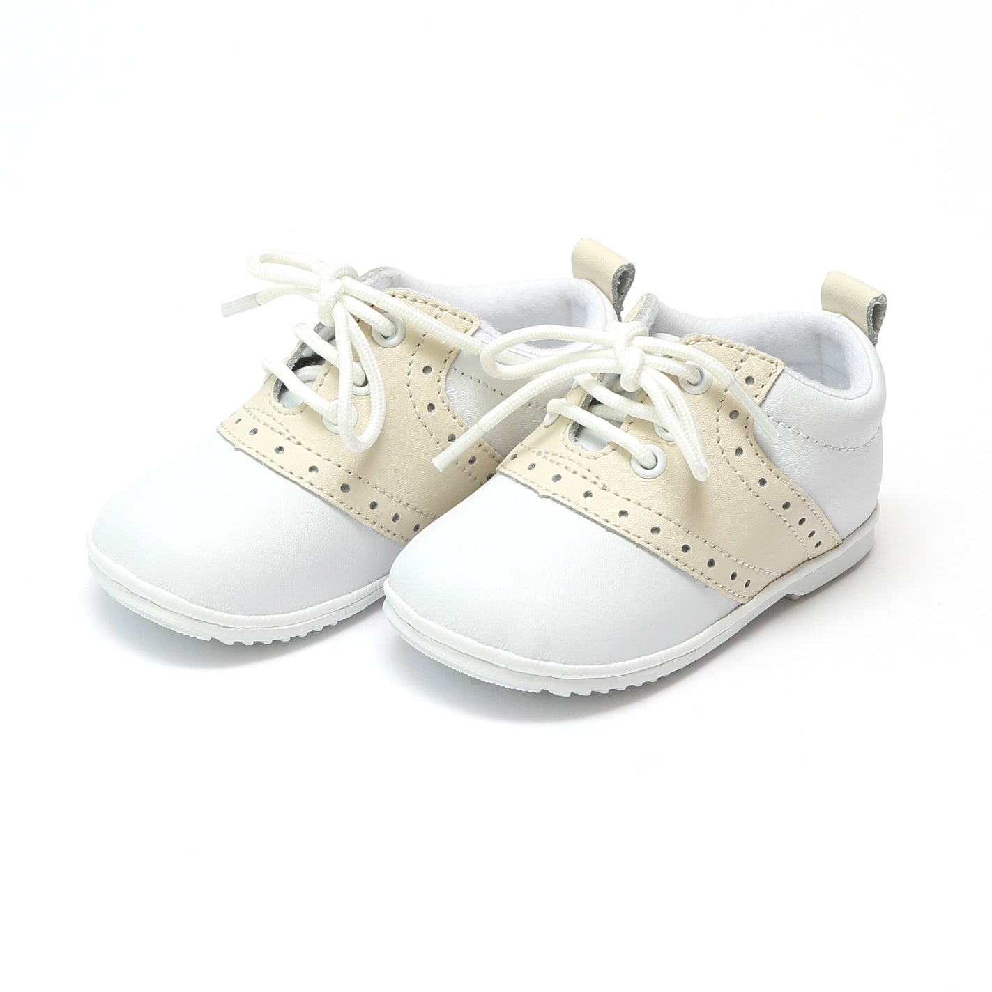 Austin Beige Leather Saddle Oxford Shoe (baby)