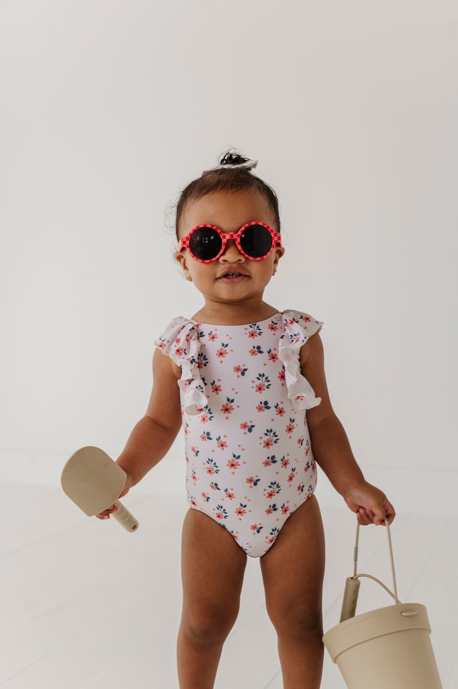 Baby Girl Ruffle Sleeve Cross Back Swimsuit In Maya Floral