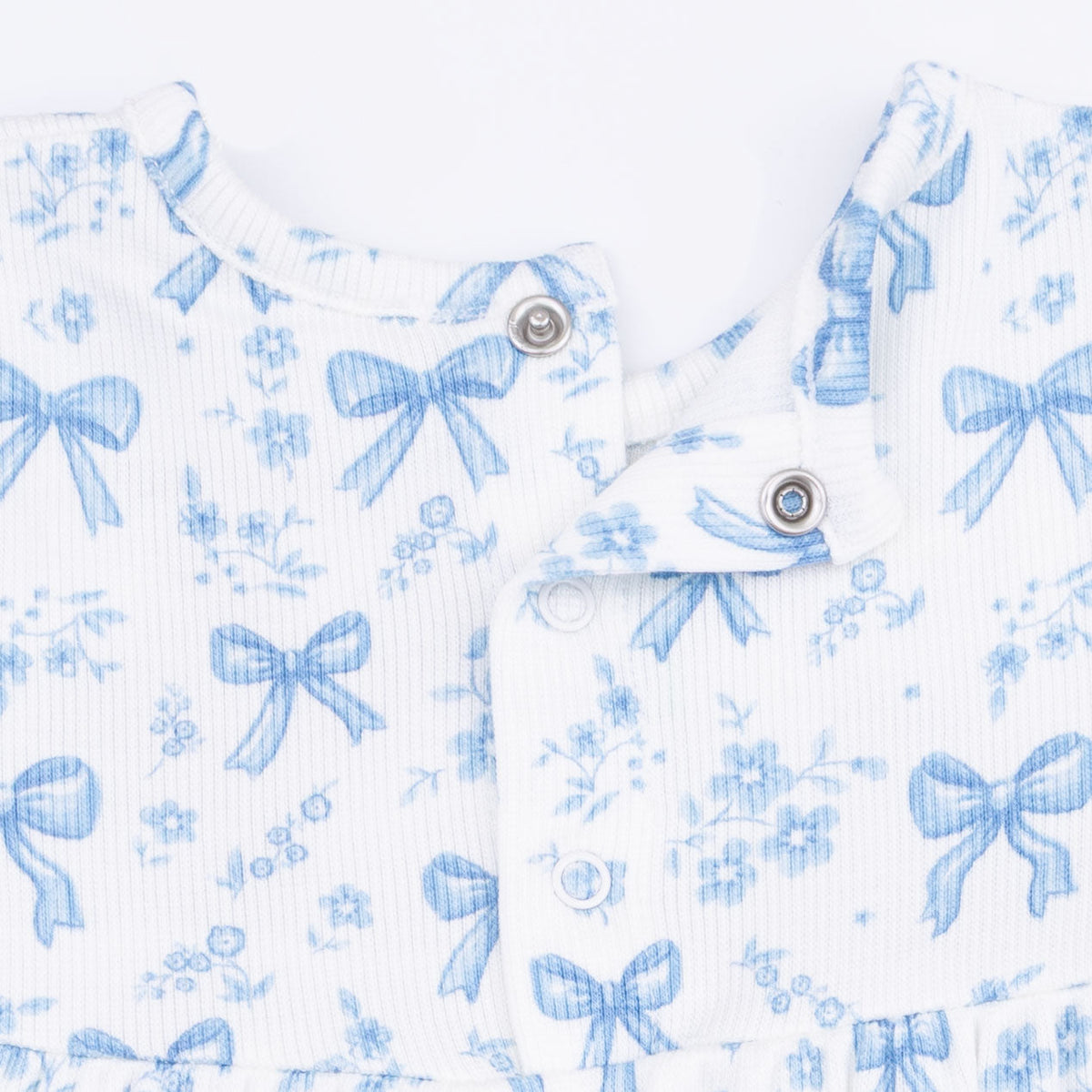 Blue Bows And Flowers - Simple Dress And Bloomer