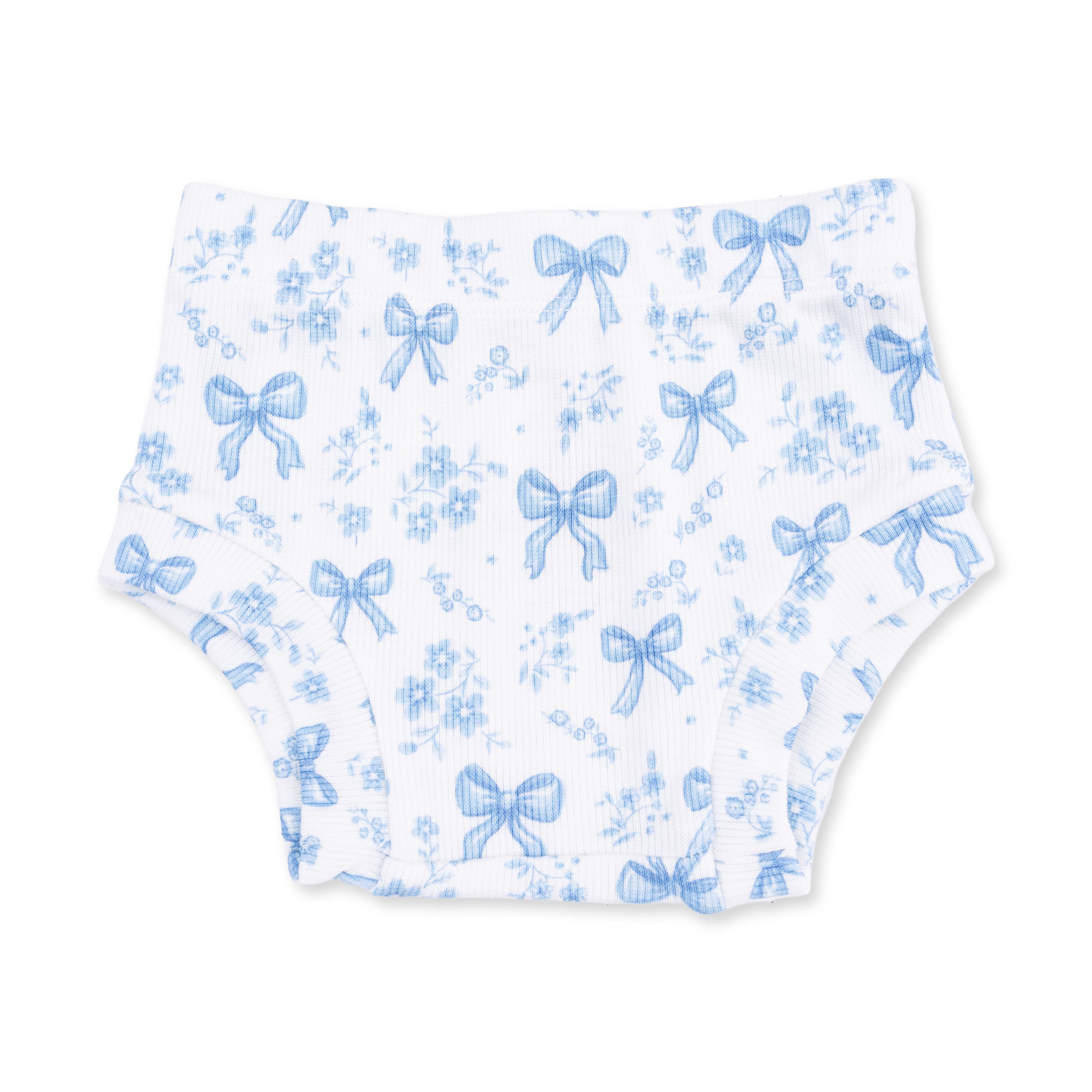 Blue Bows And Flowers - Simple Dress And Bloomer