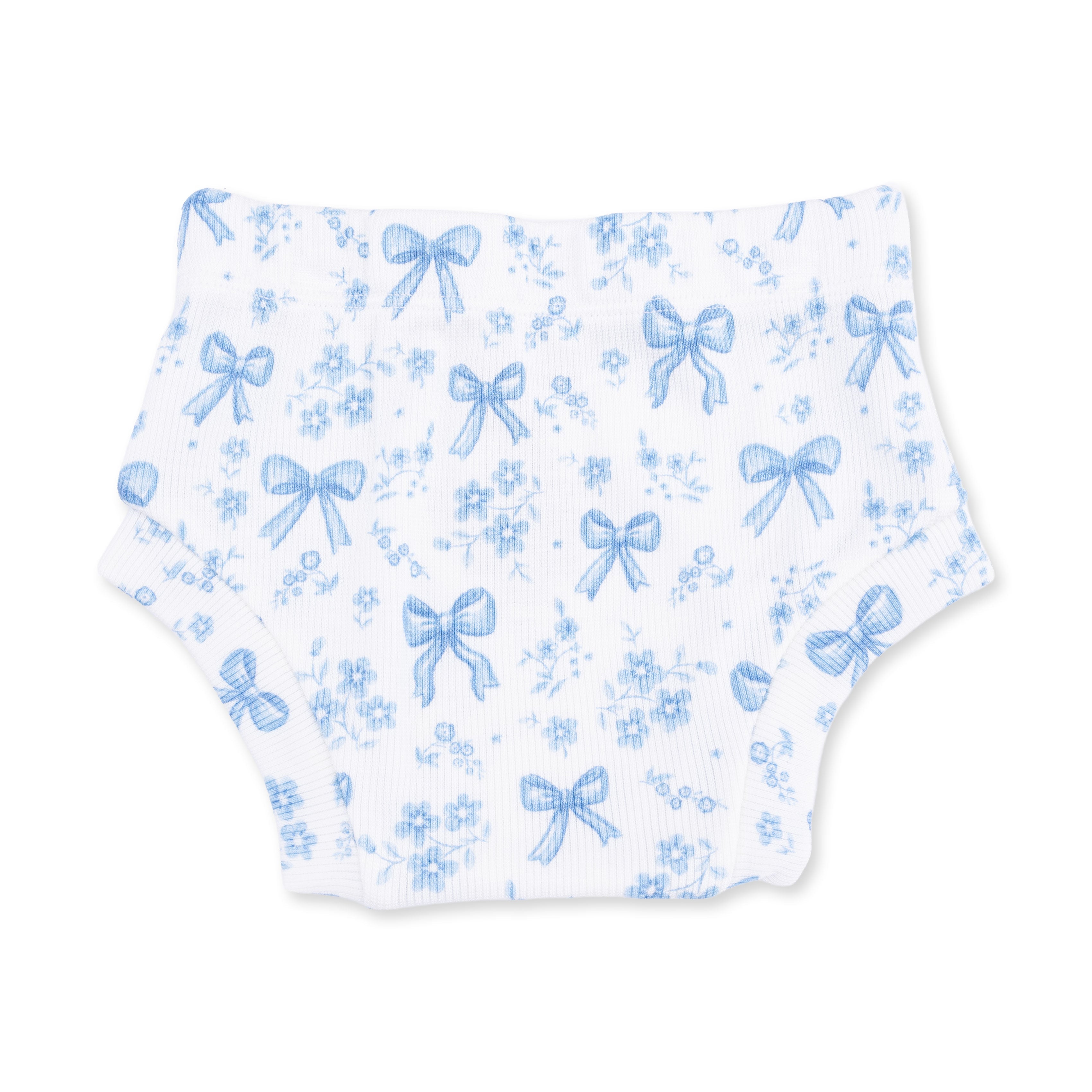 Blue Bows And Flowers - Simple Dress And Bloomer