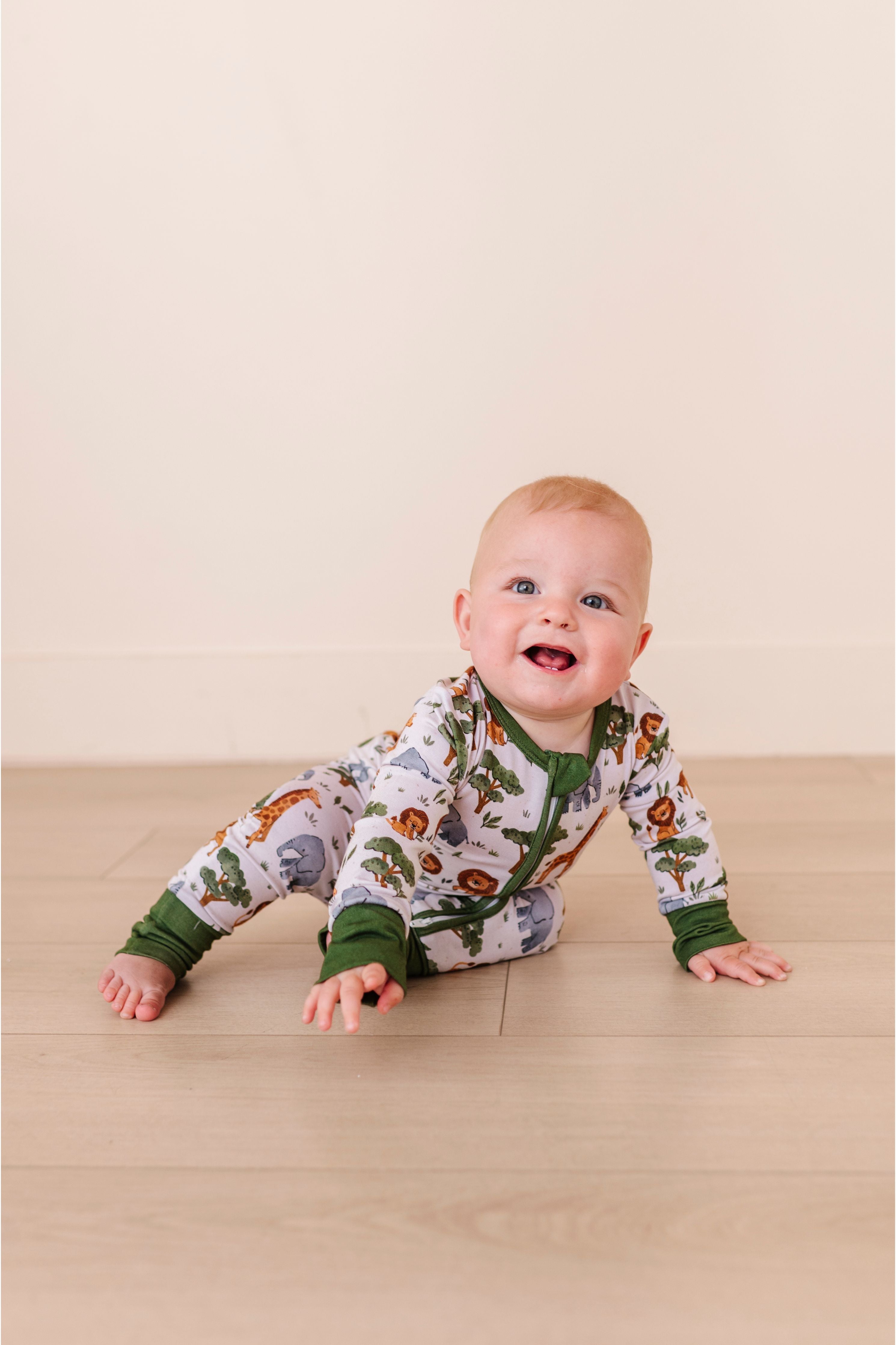 Bamboo One Piece Zip Pajama - It's A Jungle Out There