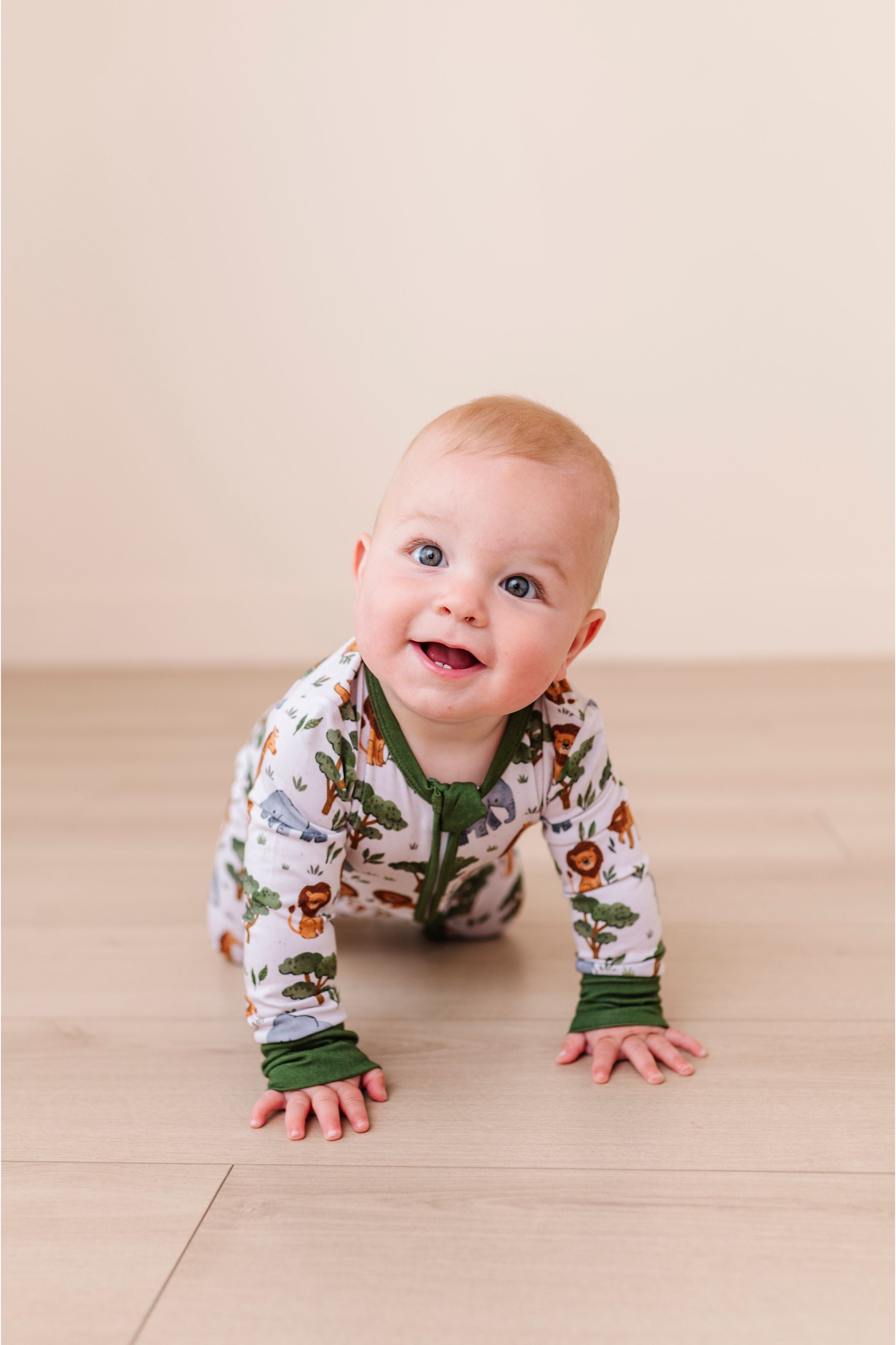 Bamboo One Piece Zip Pajama - It's A Jungle Out There