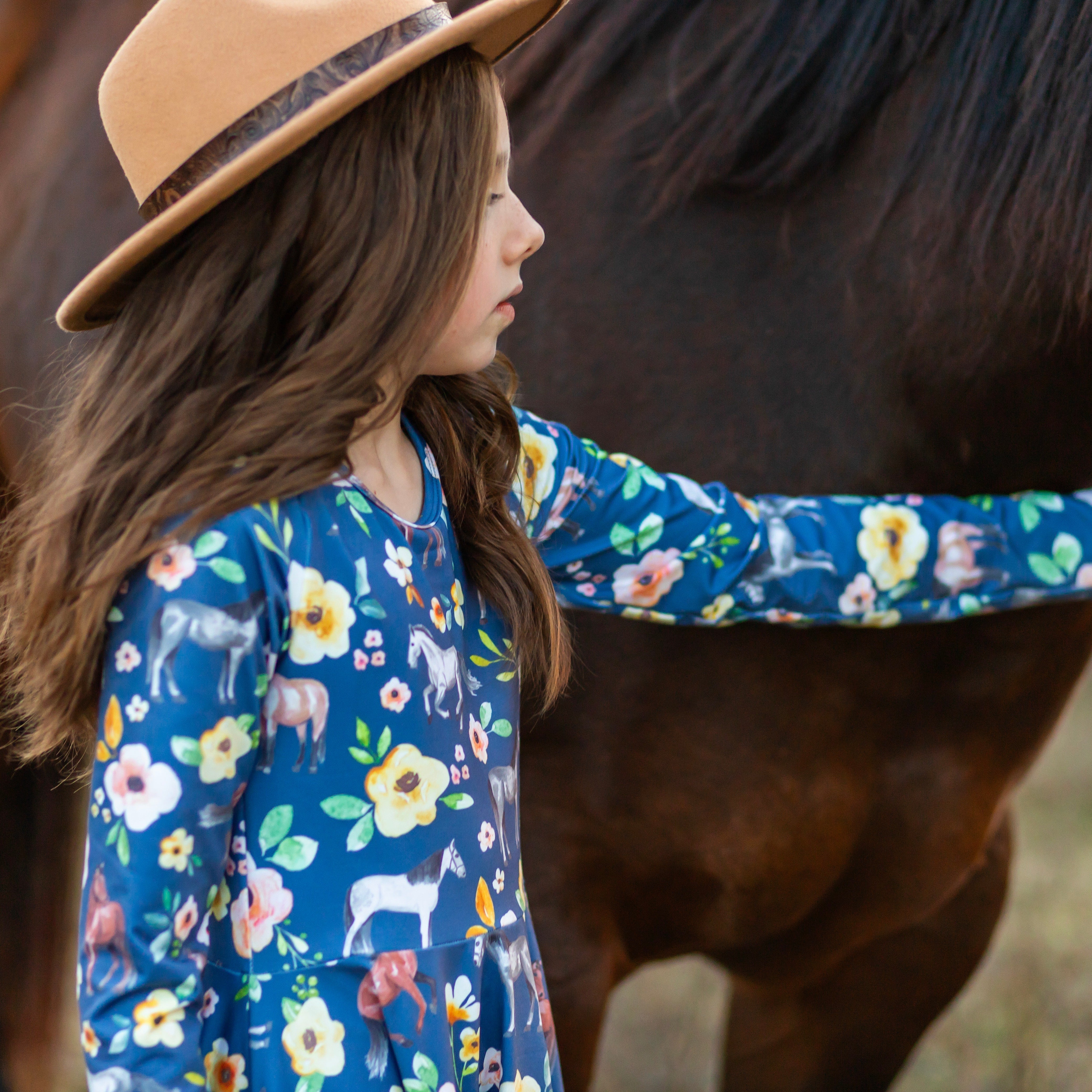 Horse Floral Twirl Dress