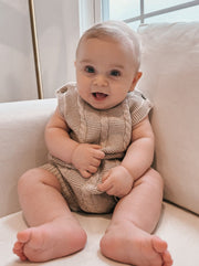 Cable Knit Summer Romper - Heather Beige