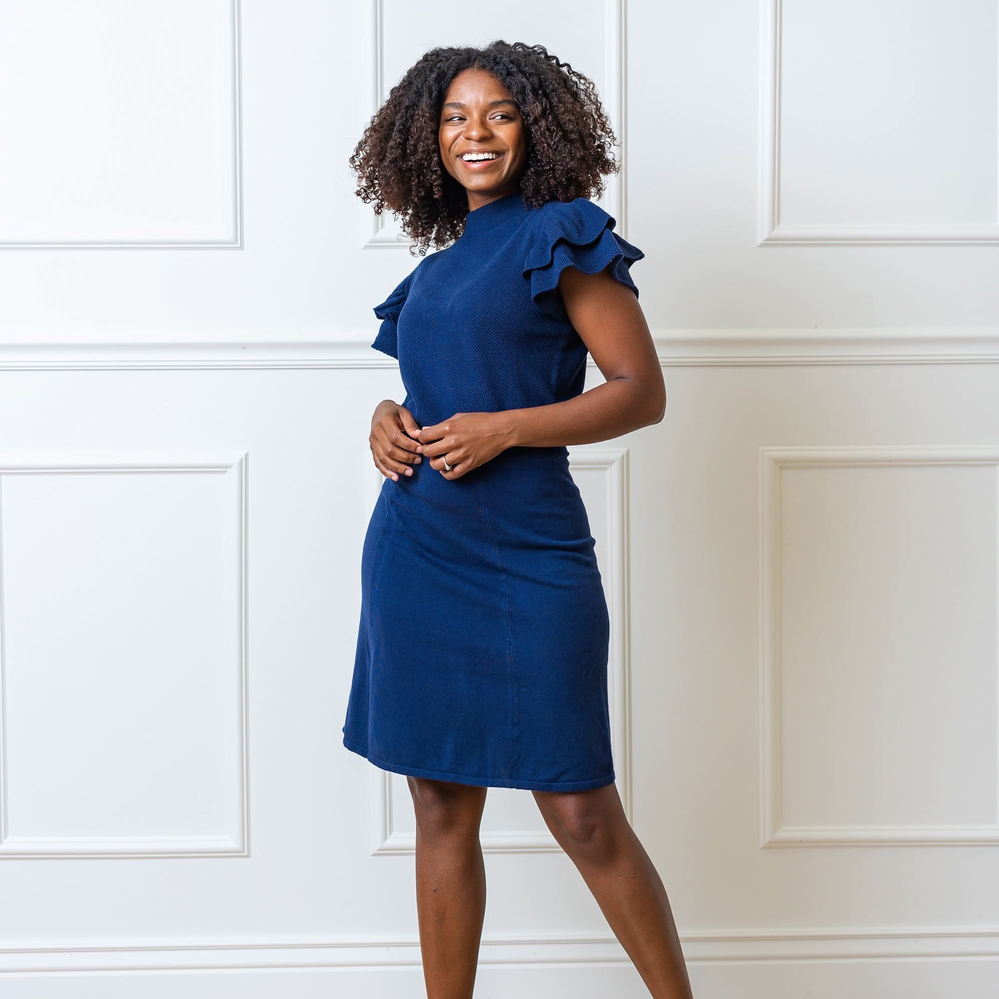 Flutter Sleeve Sweater Dress