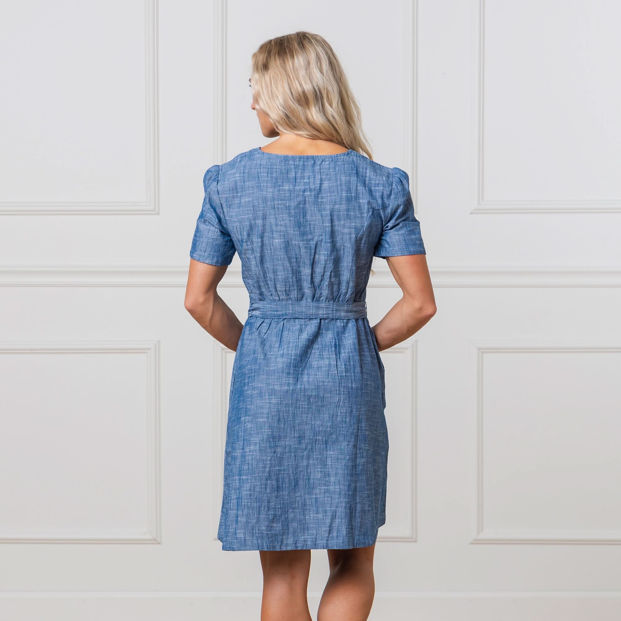 Organic Button Front Chambray Dress