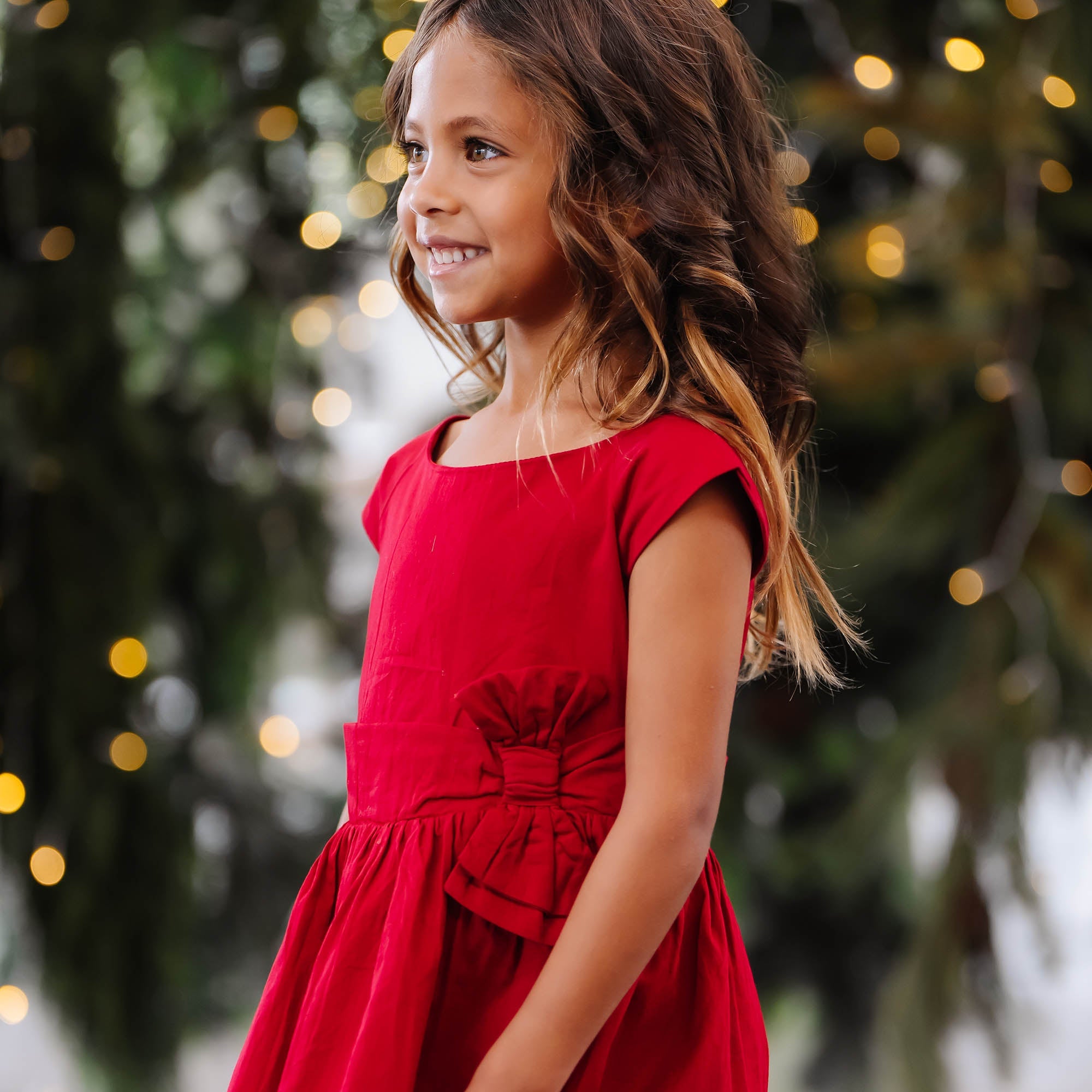 Organic Cap Sleeve Party Dress With Bow Sash