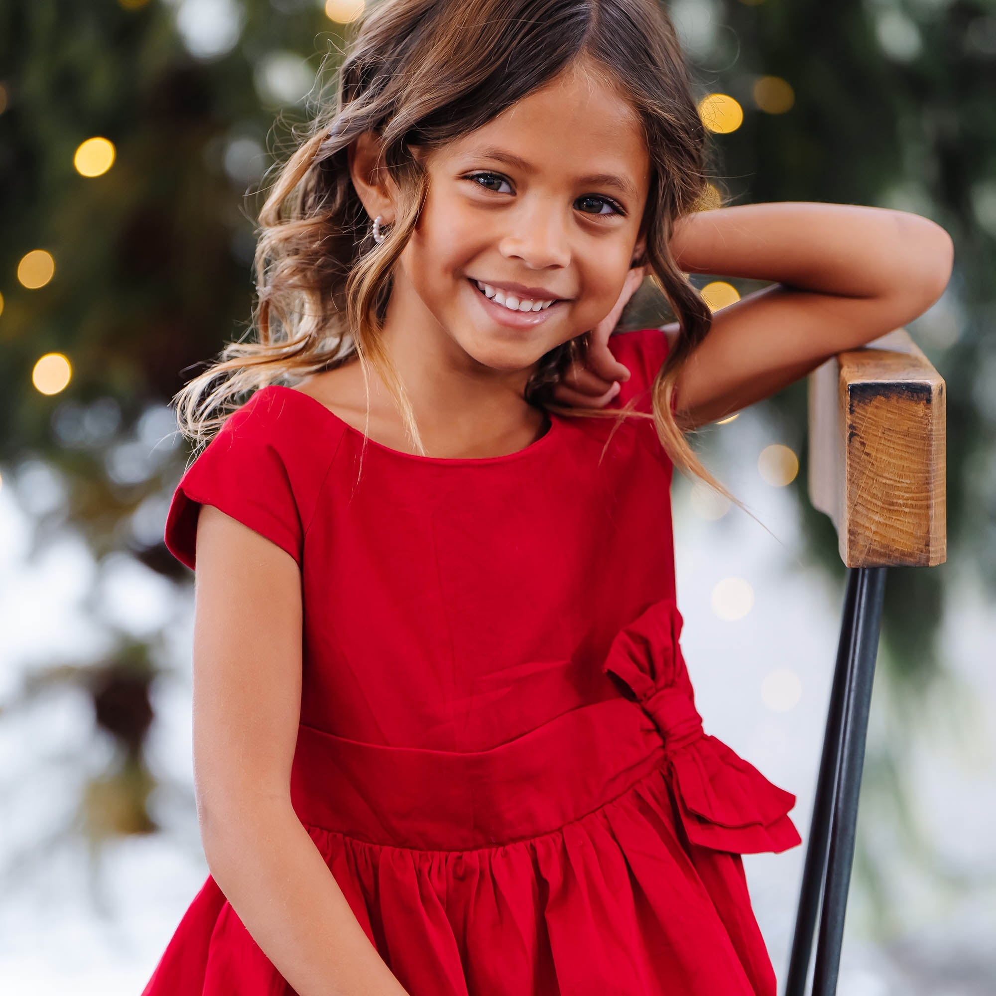 Organic Cap Sleeve Party Dress With Bow Sash